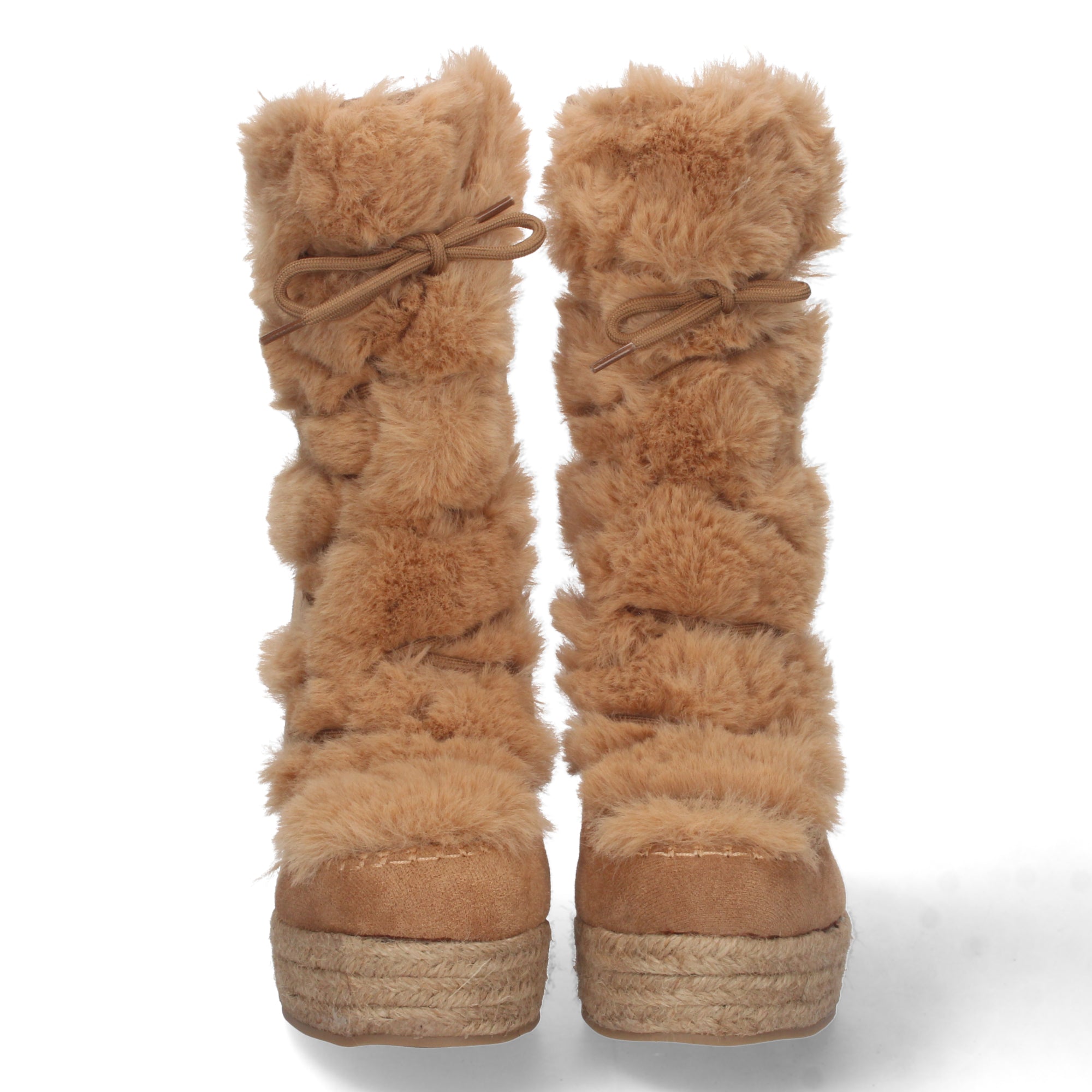 Bota de Cuña para Mujer con Forro de Yute y Cierre de Cremallera