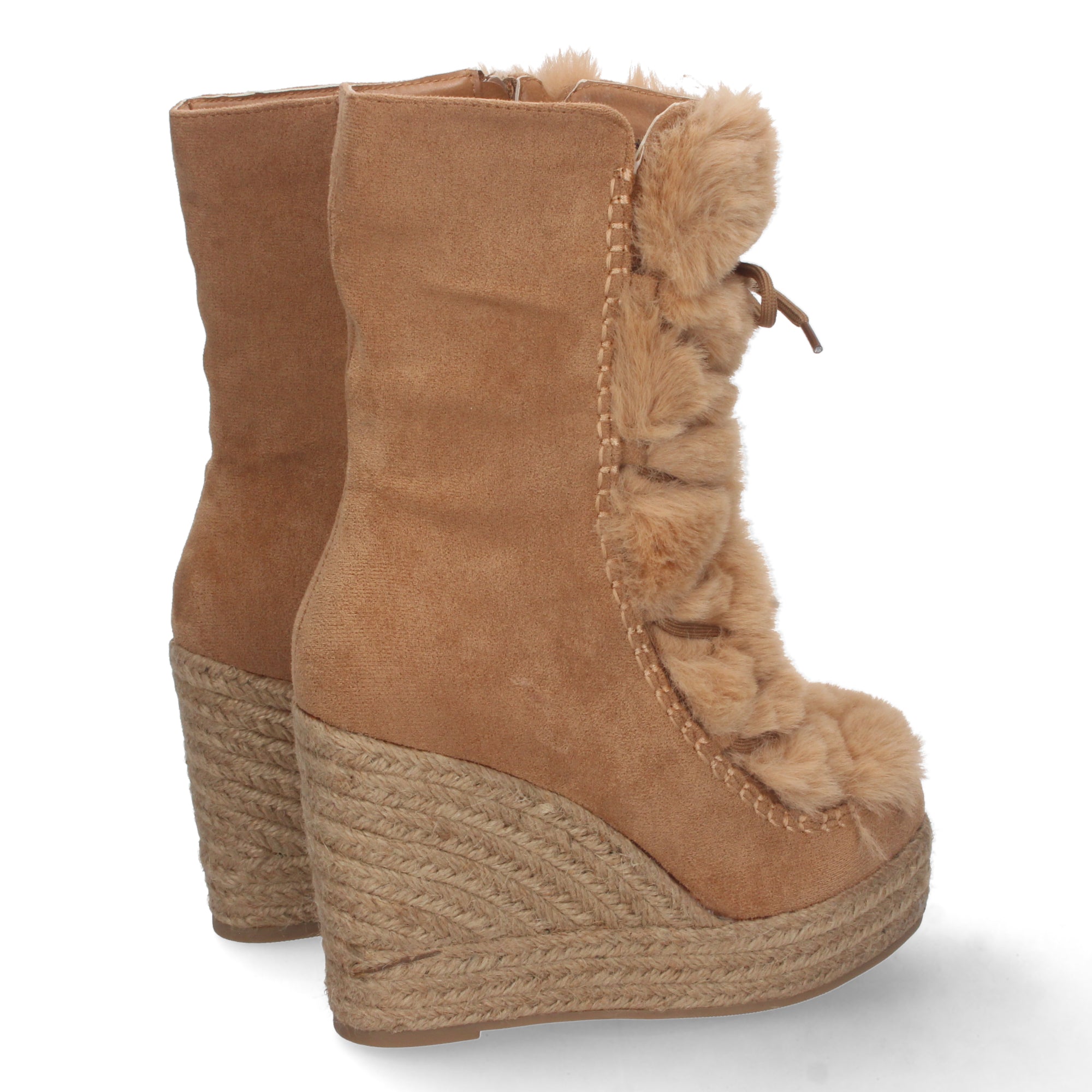 Bota de Cuña para Mujer con Forro de Yute y Cierre de Cremallera