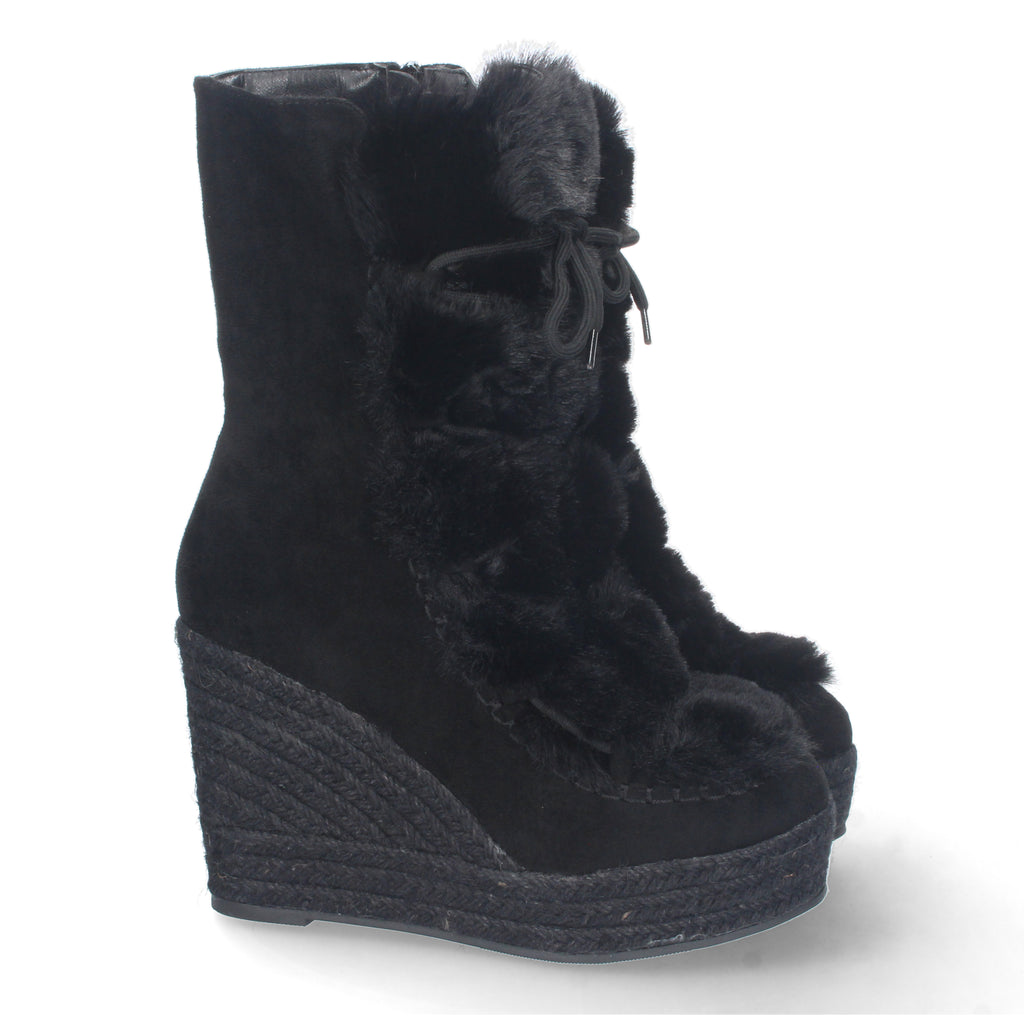 Bota de Cuña para Mujer con Forro de Yute y Cierre de Cremallera
