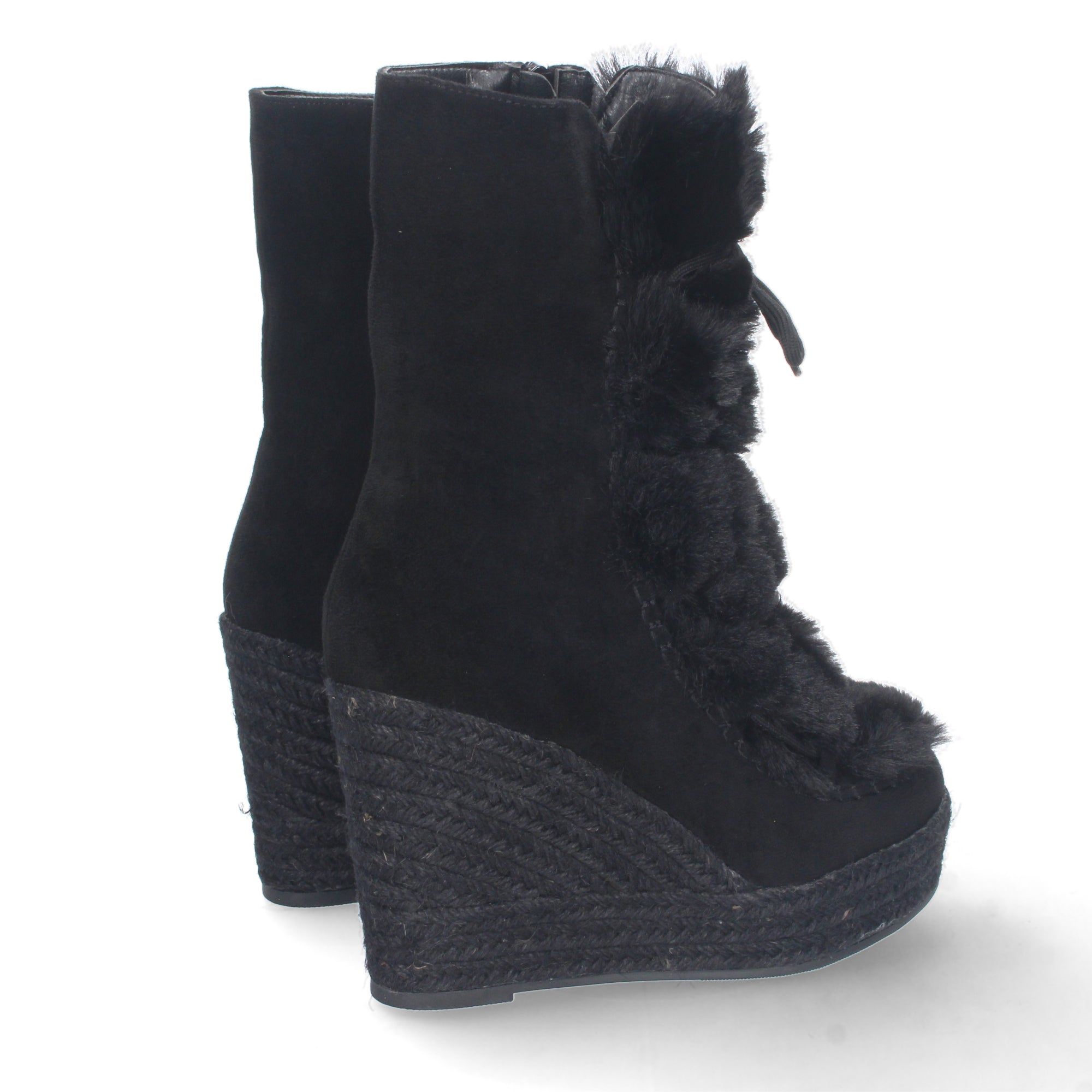 Bota de Cuña para Mujer con Forro de Yute y Cierre de Cremallera