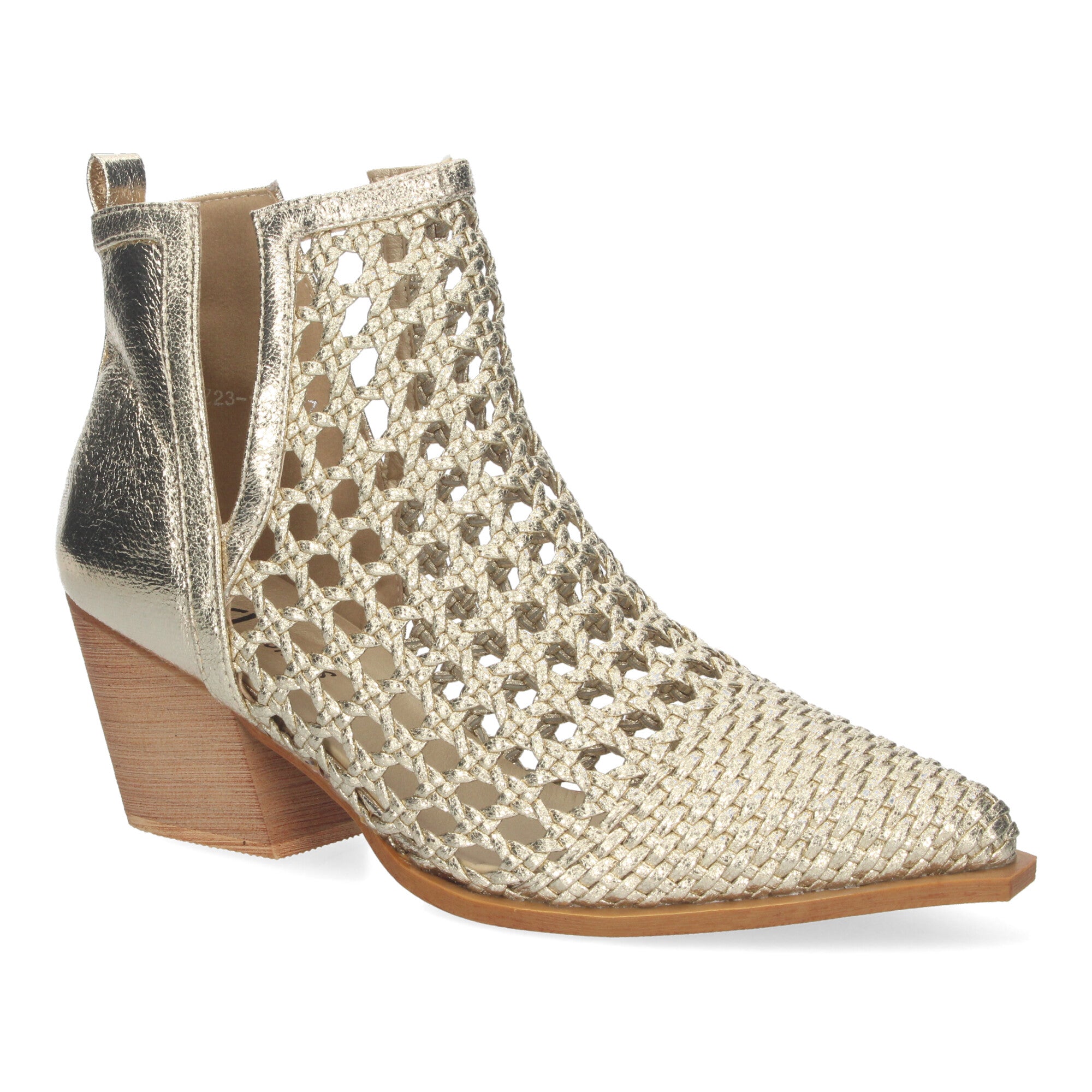 Botin elegante oro con diseño calado