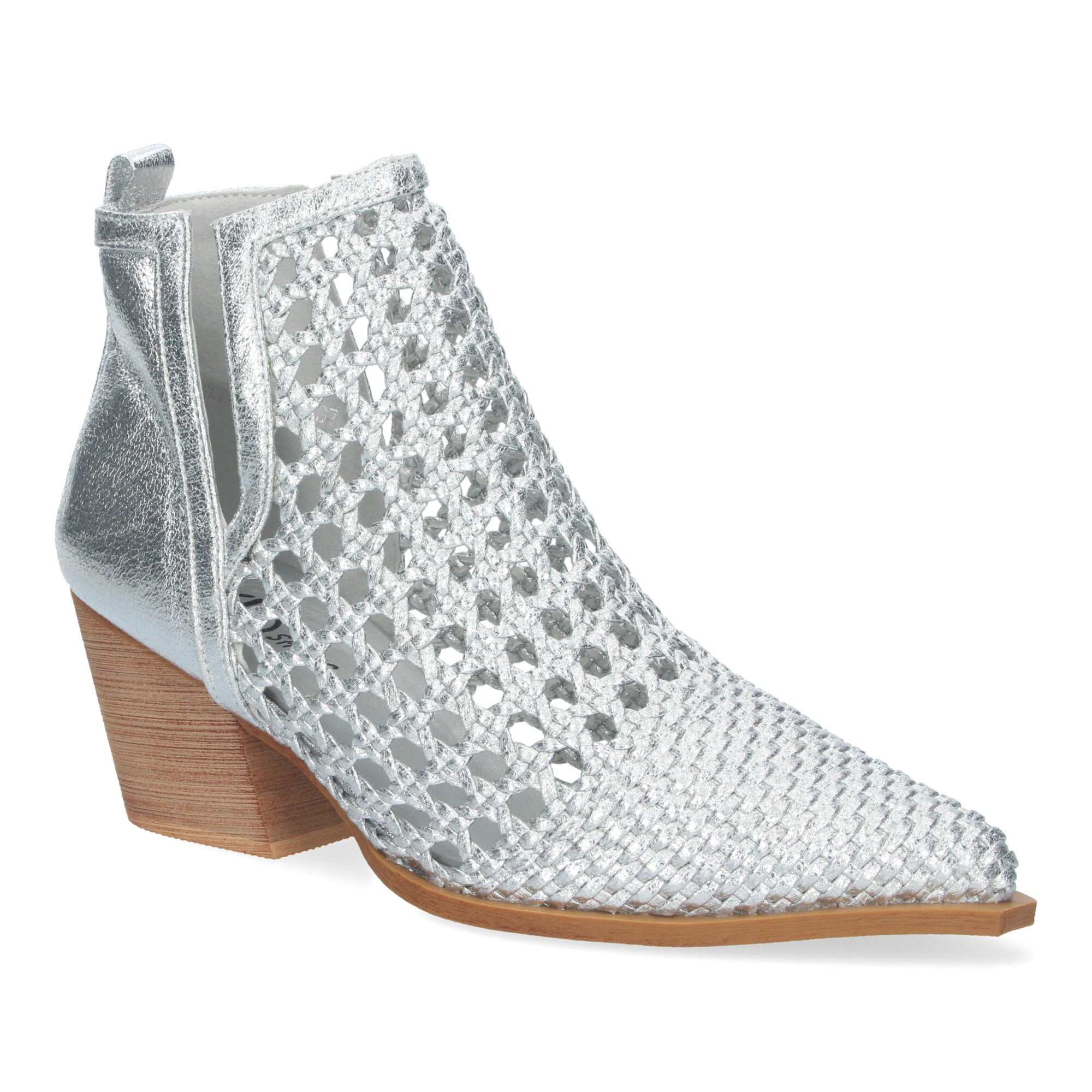Botines plata con tiras trenzadas