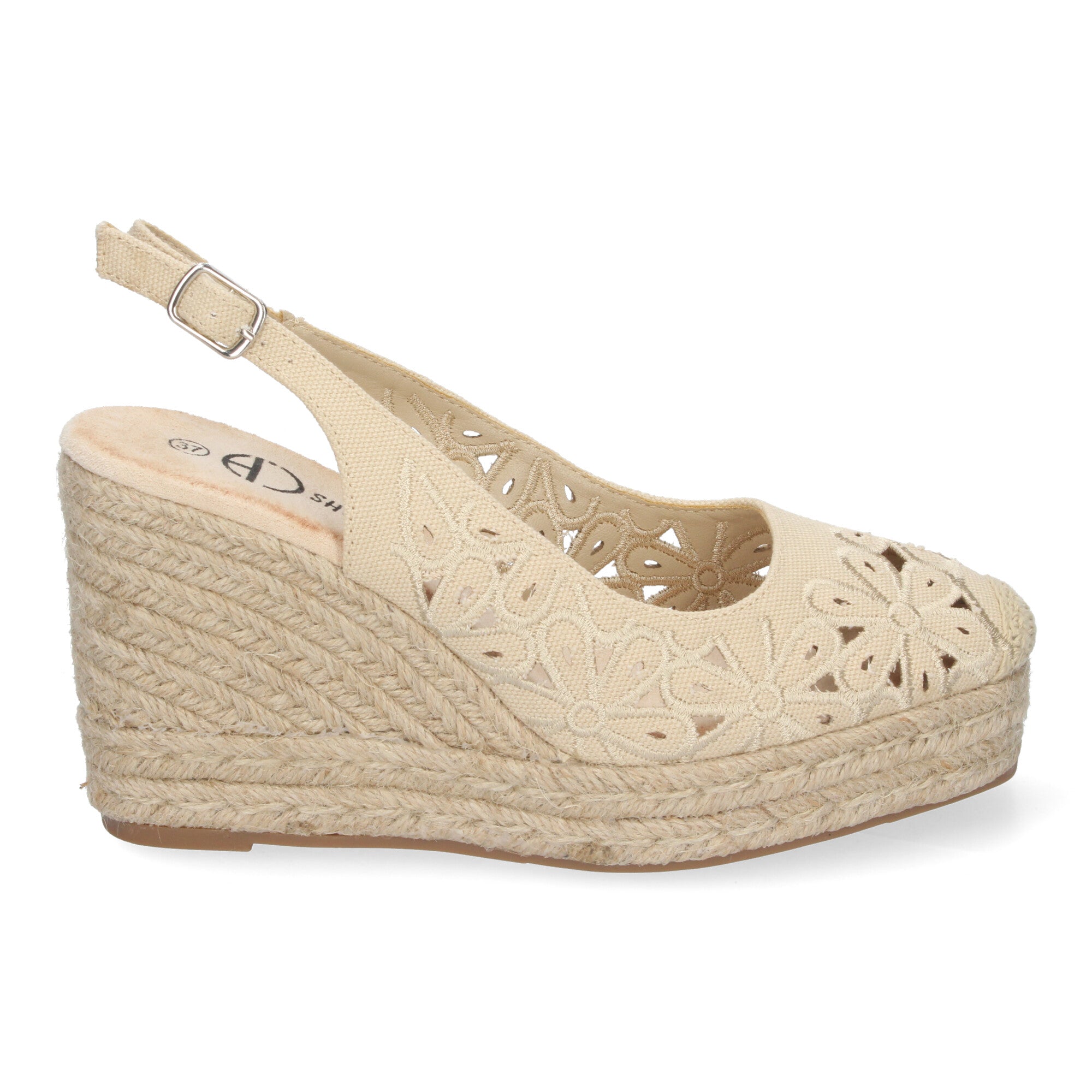 Sandalias de Cuña para Mujer con Detalles de Flores y Hebilla Ajustable