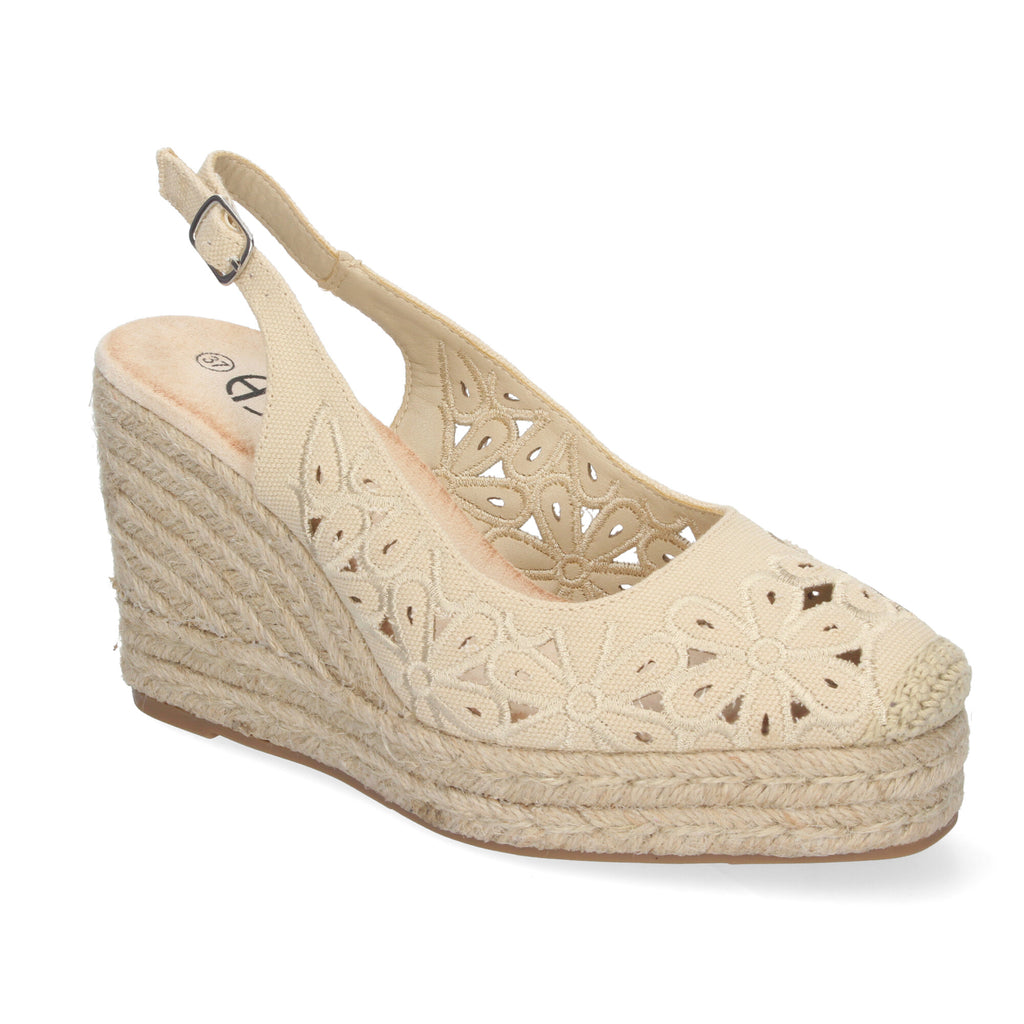 Sandalias de Cuña para Mujer con Detalles de Flores y Hebilla Ajustable