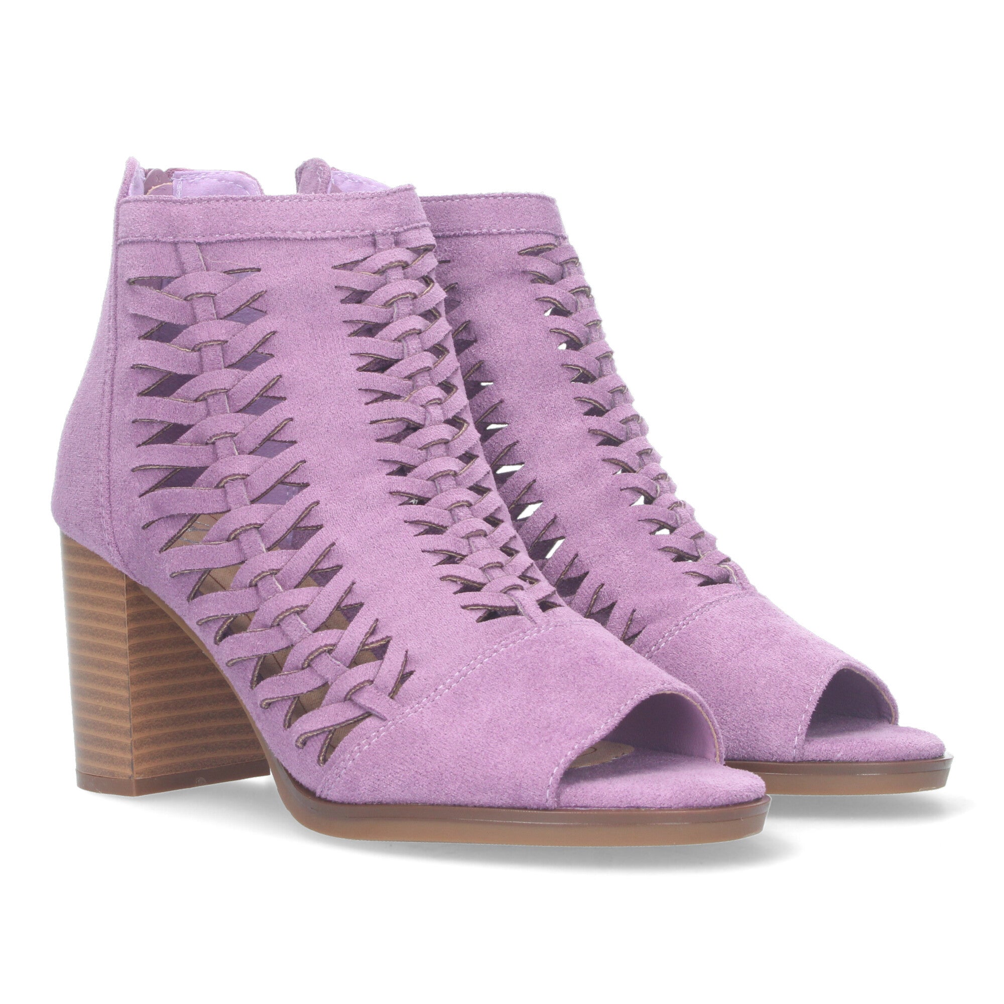 Botin lila con tiras trenzadas