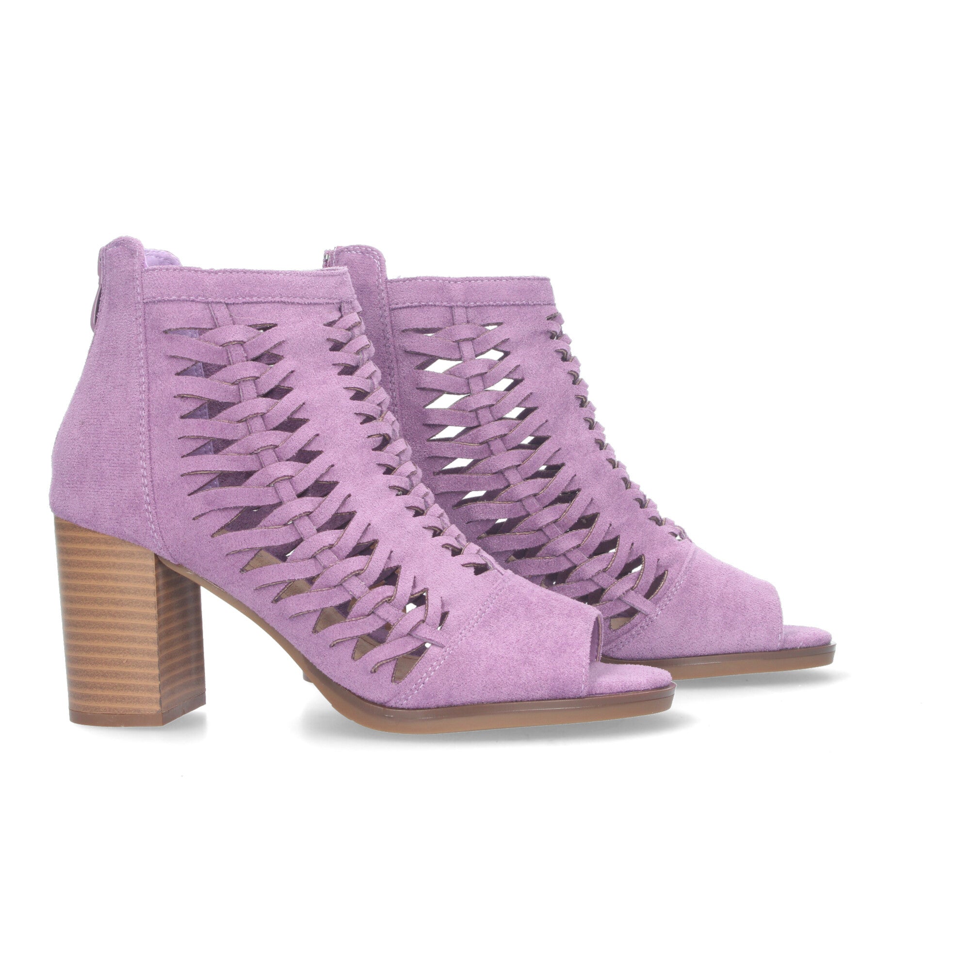 Botin lila con tiras trenzadas