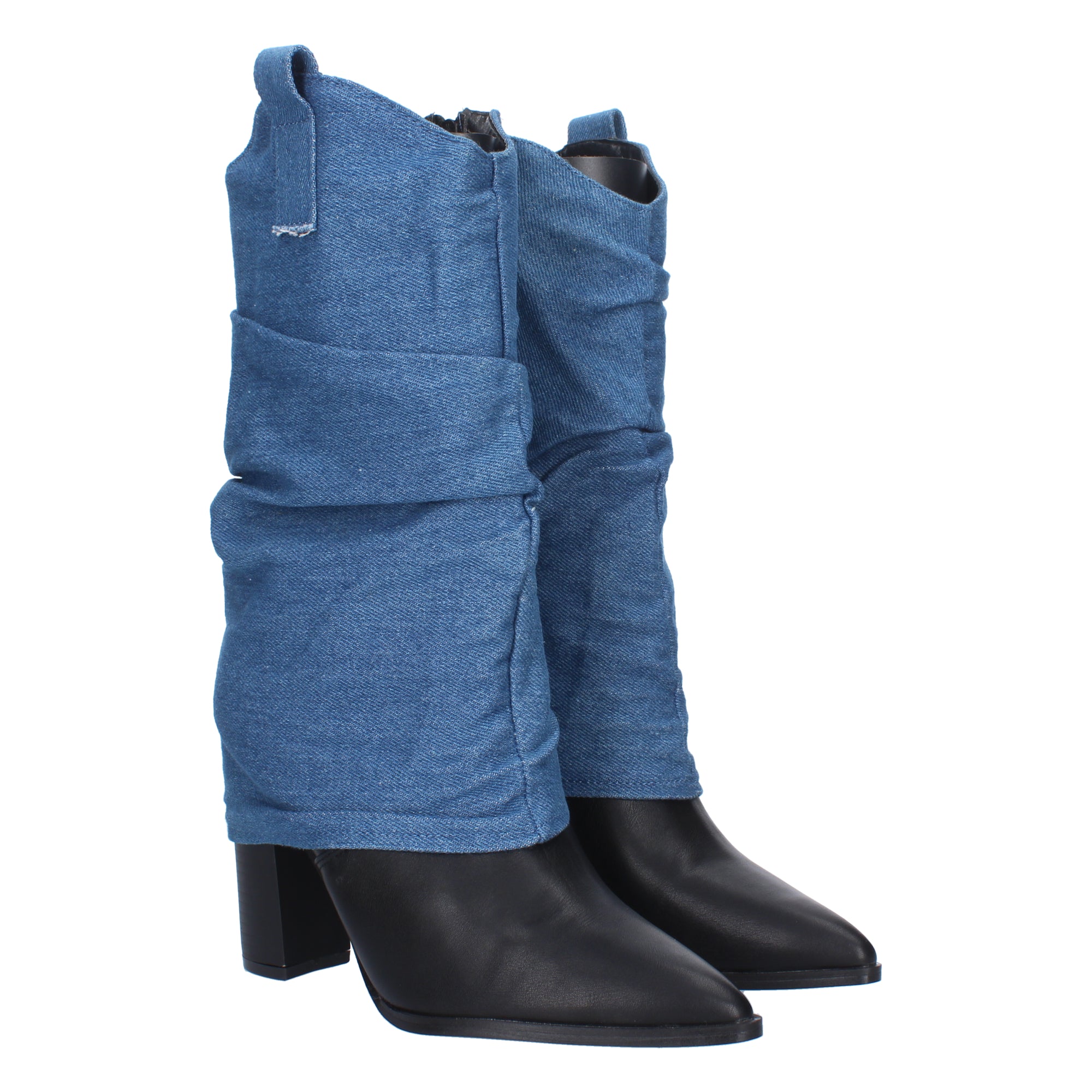 Bota de Tacón para Mujer Punta Fina Forrada de Tela Vaquera