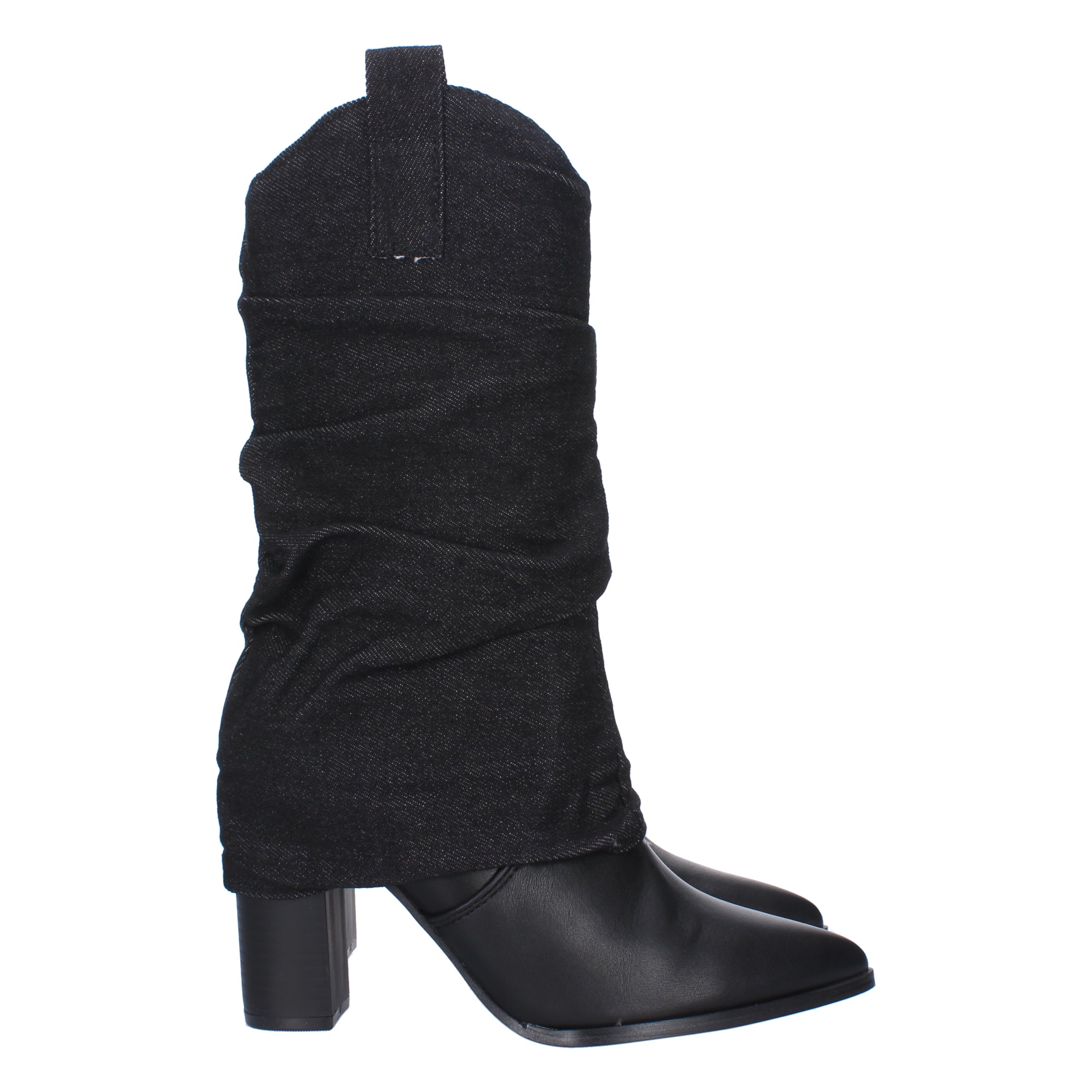 Bota de Tacón para Mujer Punta Fina Forrada de Tela Vaquera