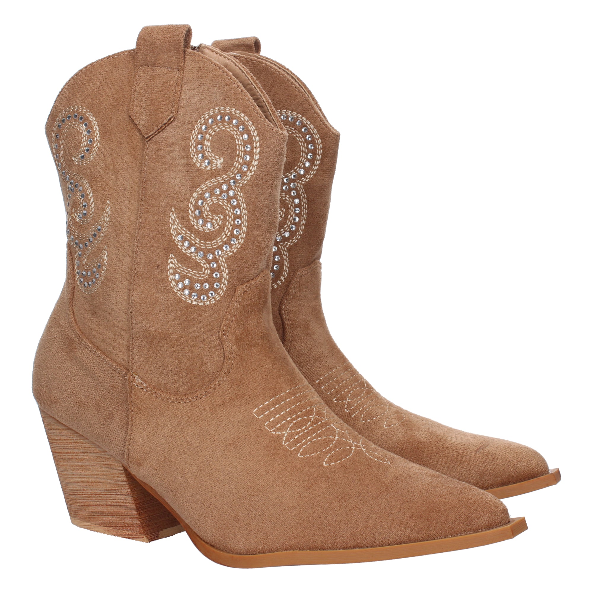 Botines camperos color camel con cierre cremallera
