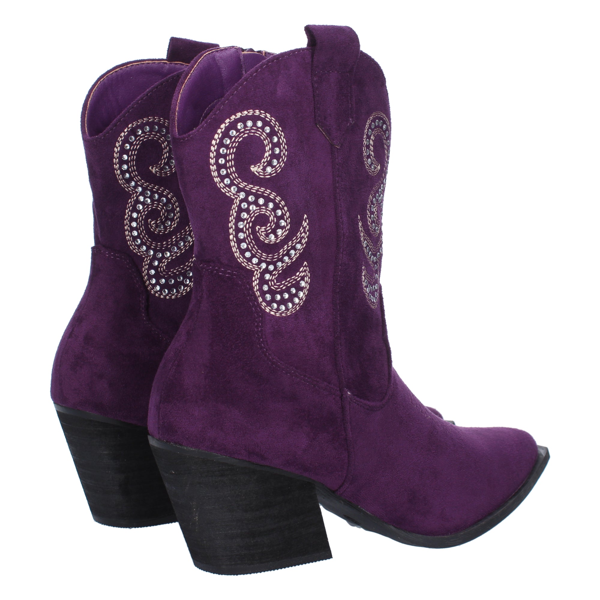 Botines camperos color morado con cierre cremallera