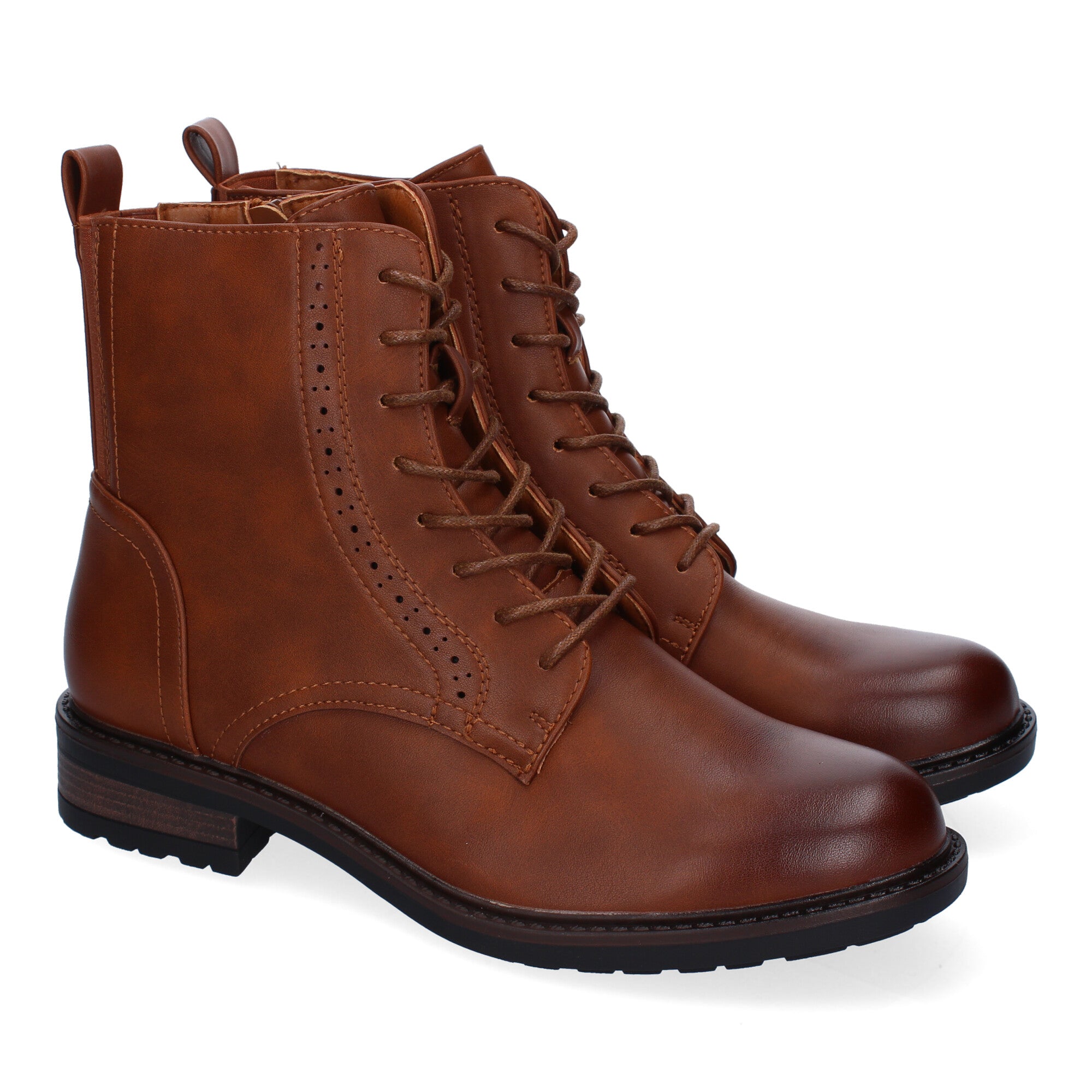 Botines camel con cierre cordones