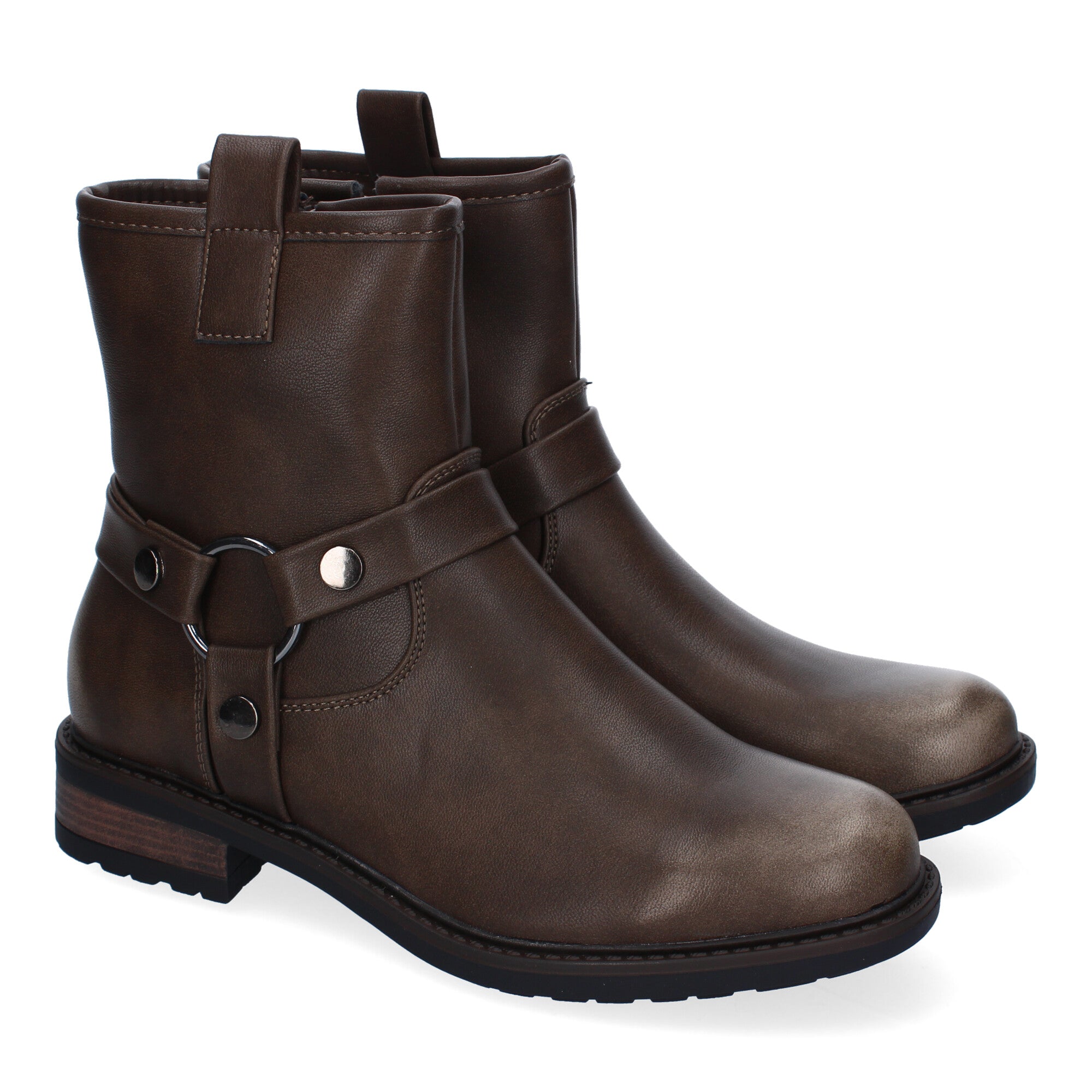 Botines moteros cafe