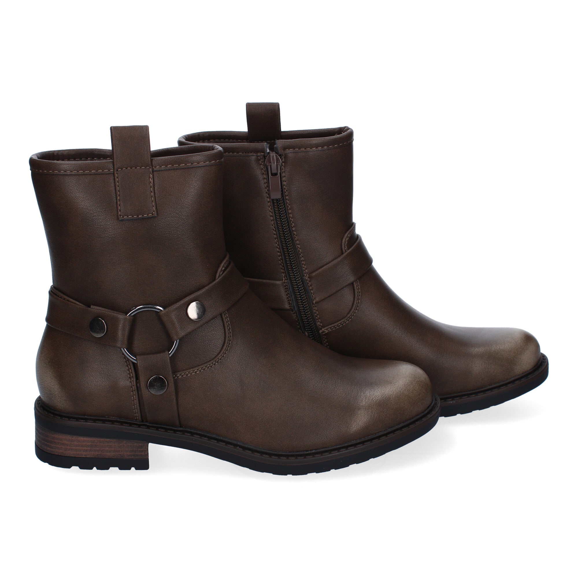 Botines moteros cafe