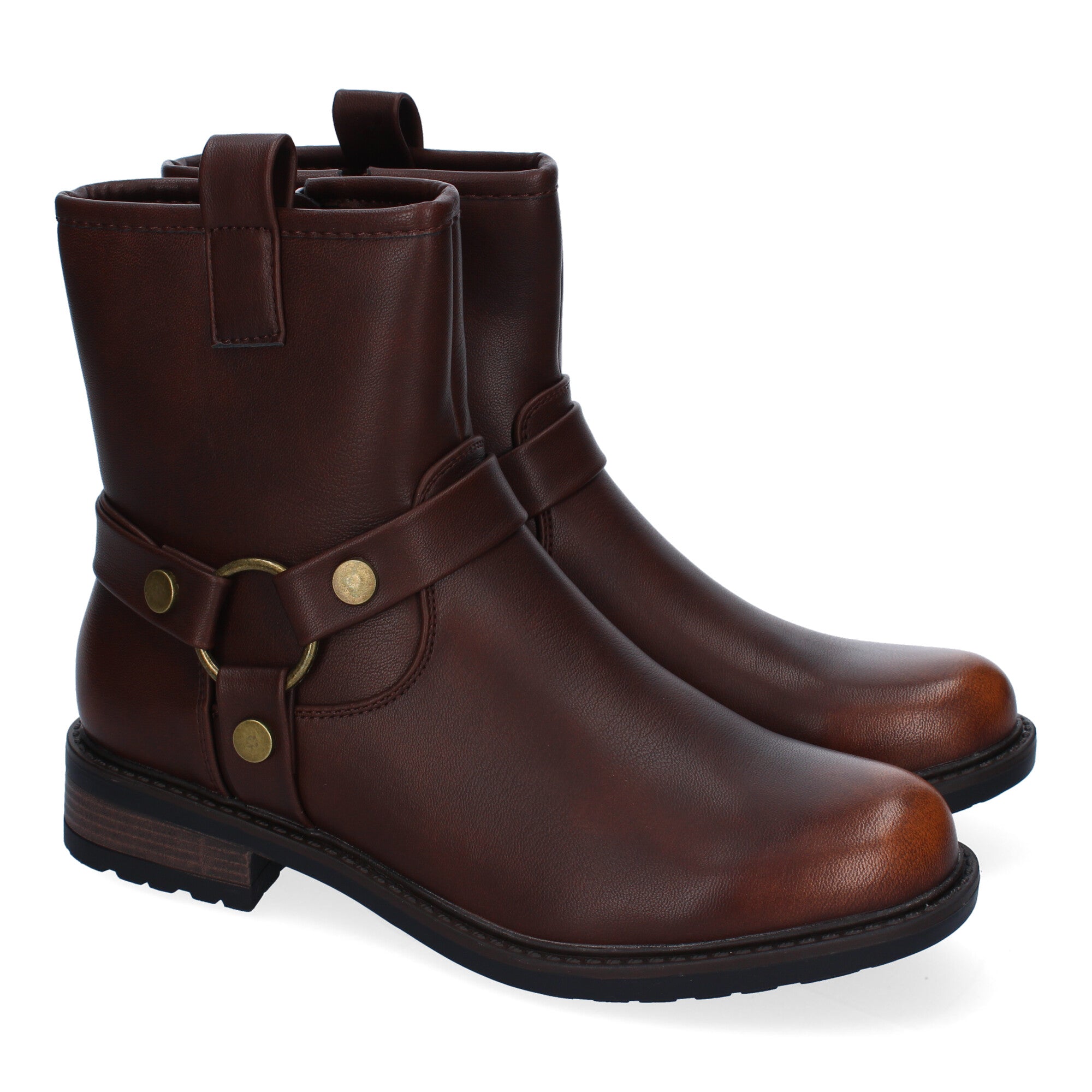 Botines moteros en marrón