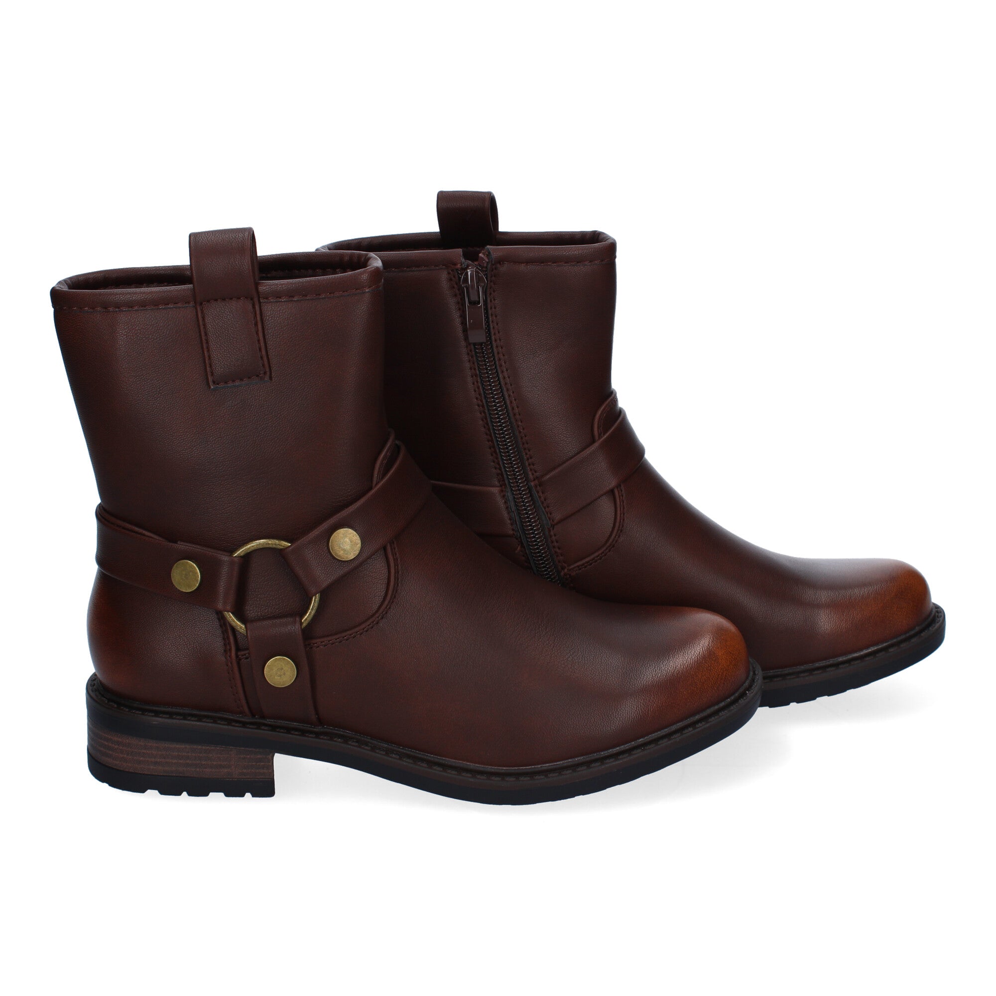 Botines moteros en marrón