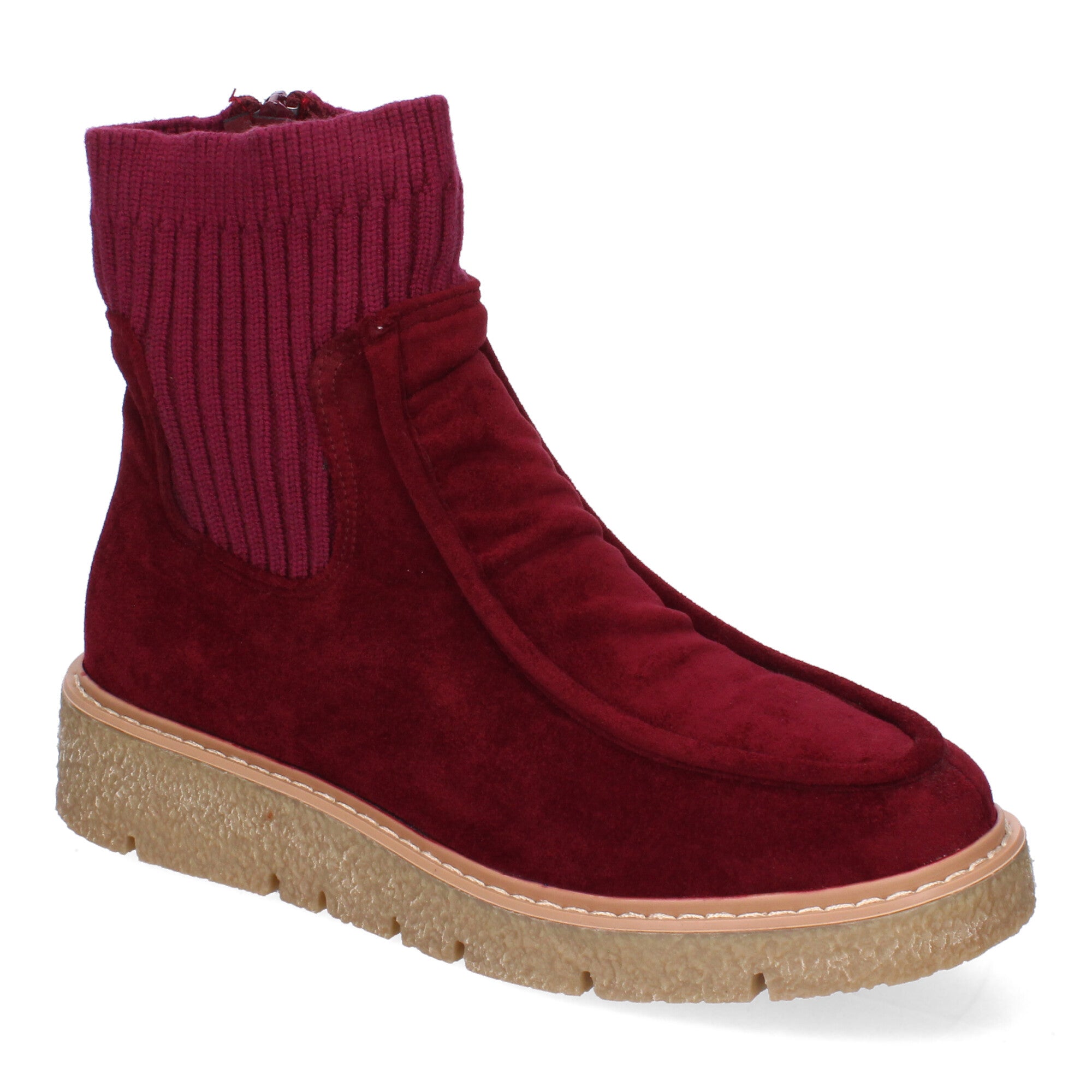 Botin burdeos con tejido elástico