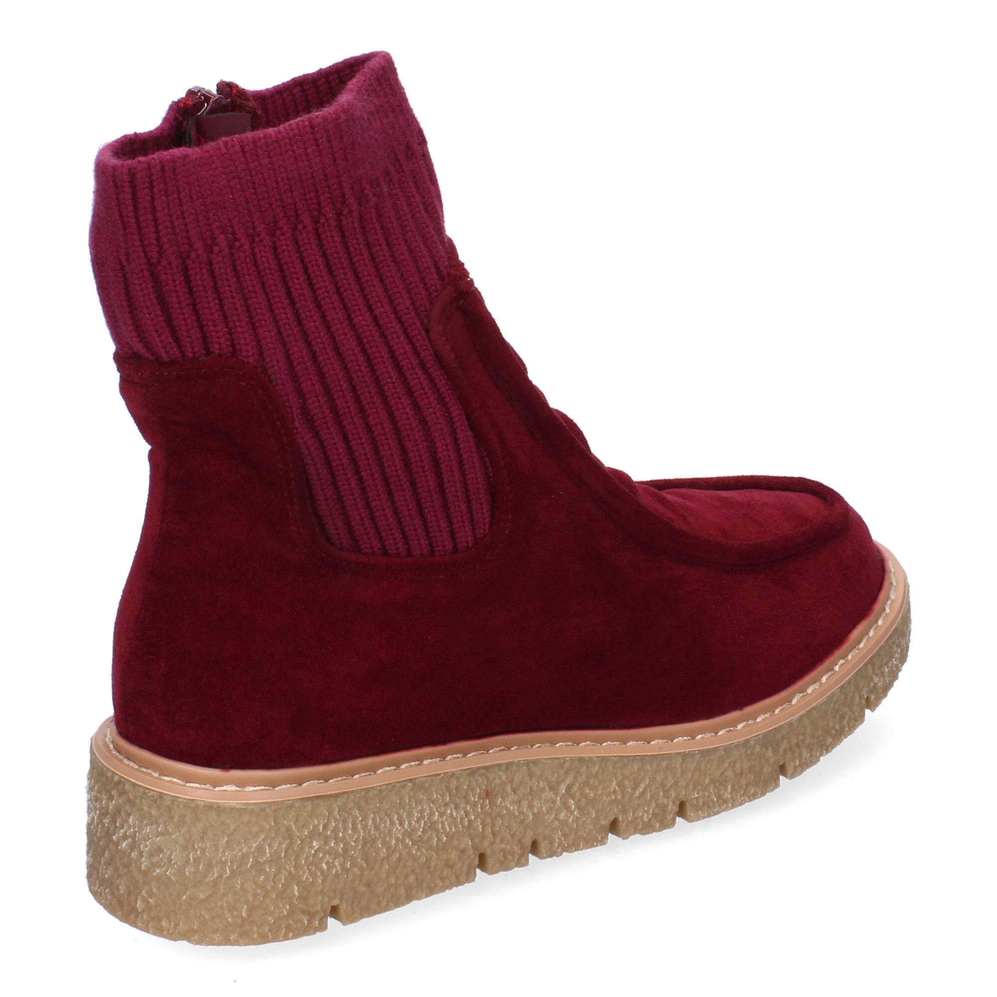 Botin burdeos con tejido elástico