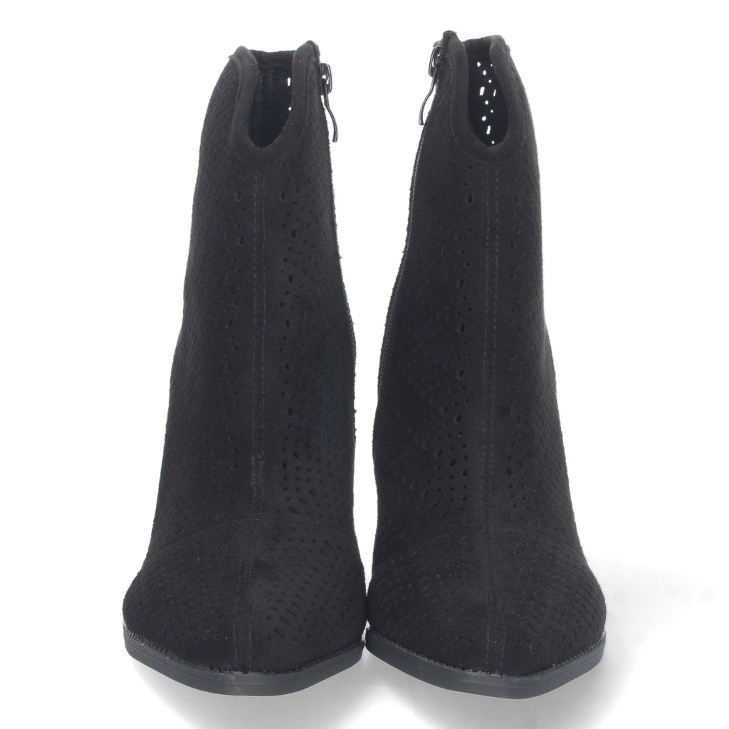 Botin negro con tacón fino y cierre cremallera