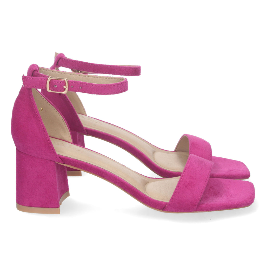 Sandalia Lila  de Tacon Bajo Ankle Strap  Para Mujer