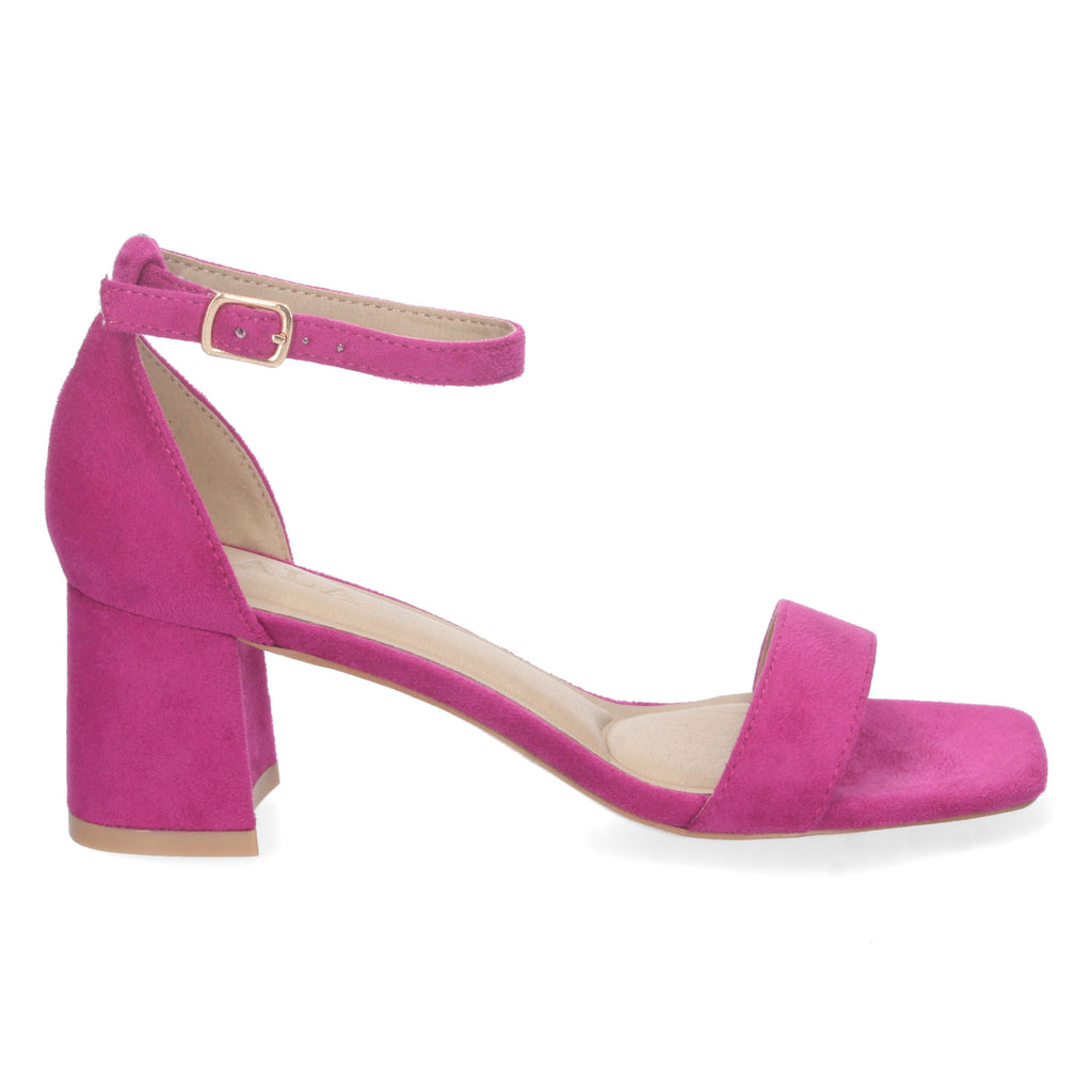 Sandalia Lila  de Tacon Bajo Ankle Strap  Para Mujer