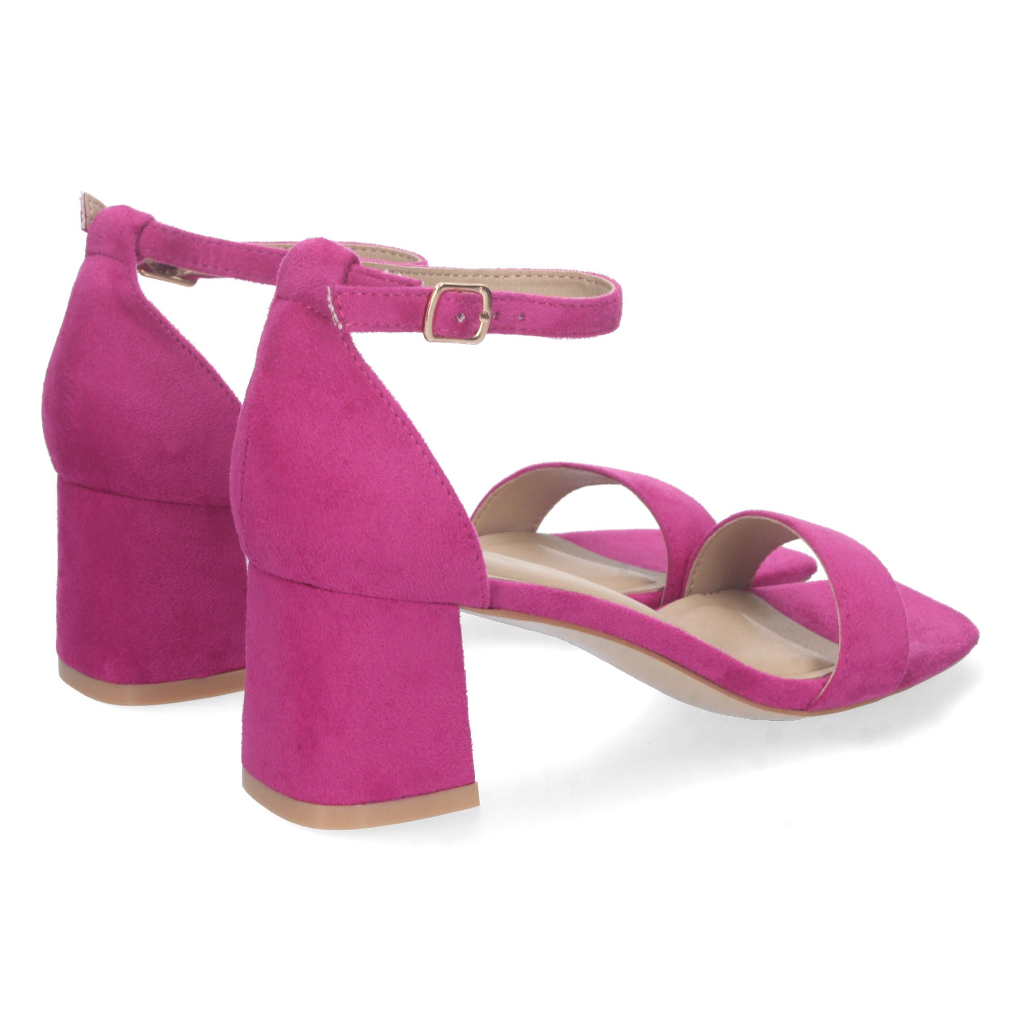 Sandalia Lila  de Tacon Bajo Ankle Strap  Para Mujer