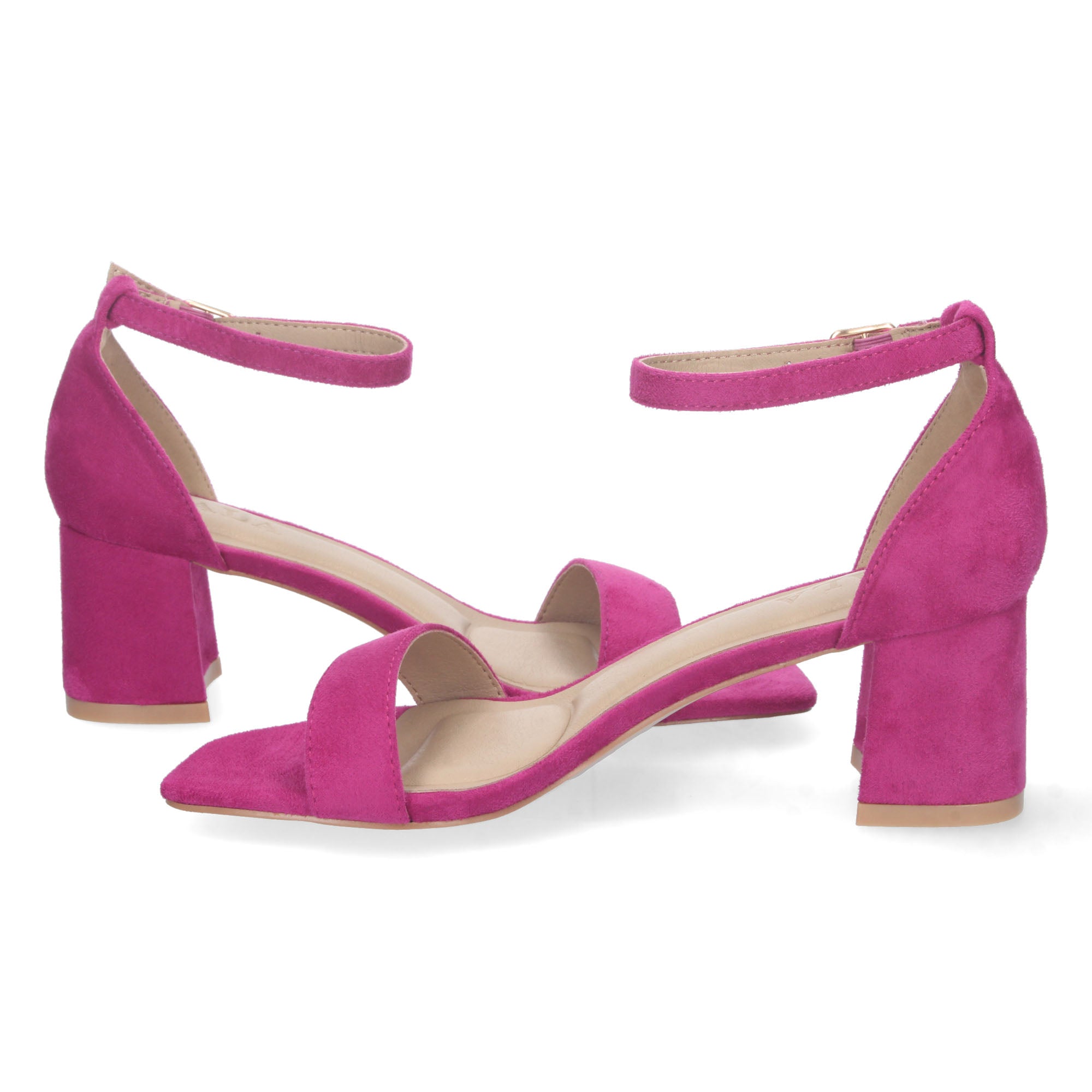 Sandalia Lila  de Tacon Bajo Ankle Strap  Para Mujer