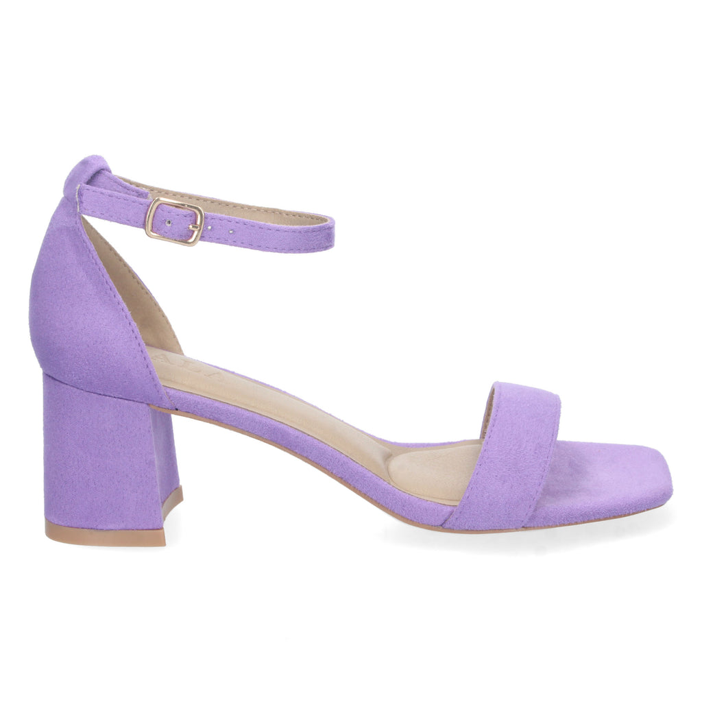 Sandalia Purpura  de Tacon Bajo Ankle Strap  Para Mujer