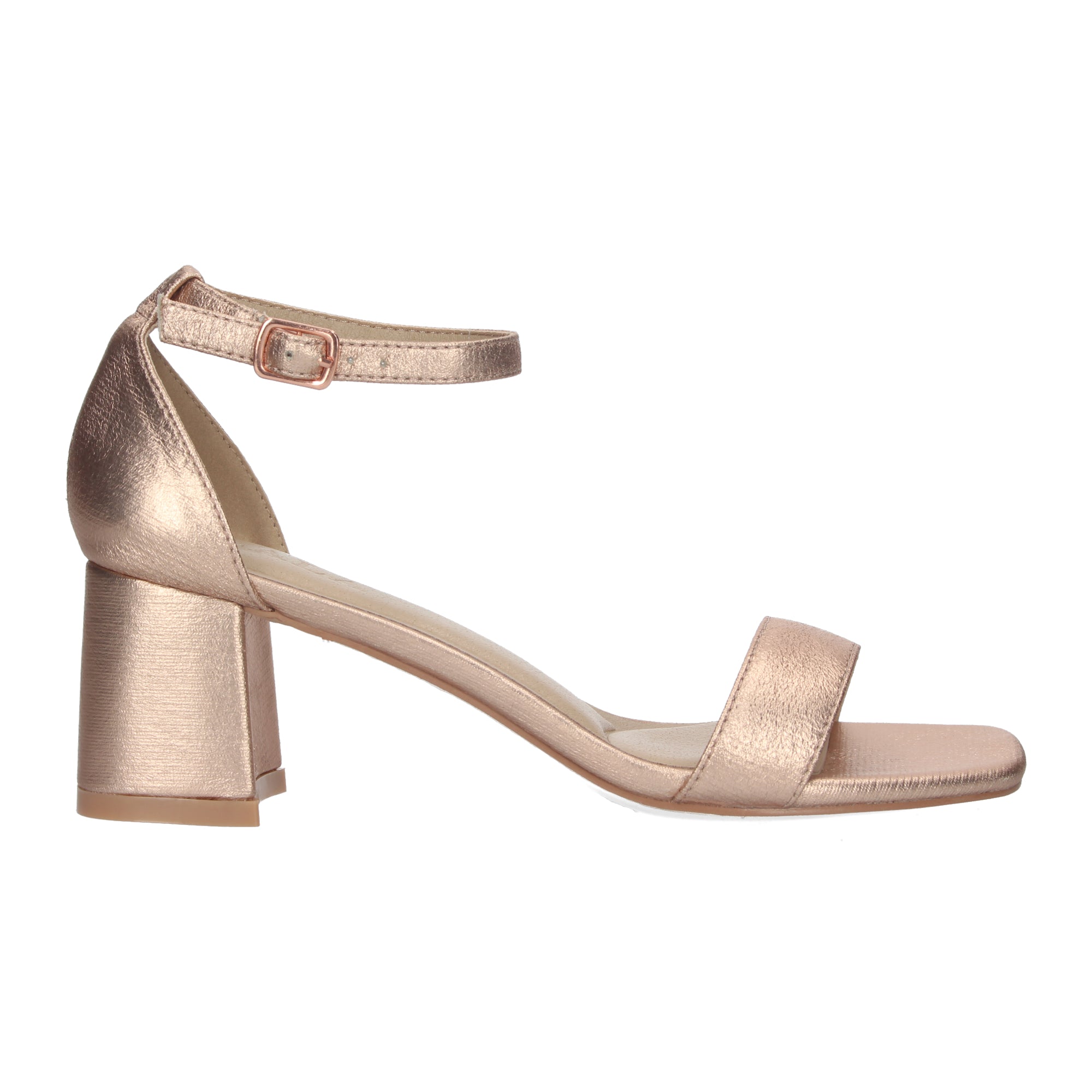 Sandalia Champan  de Tacon Bajo Ankle Strap  Para Mujer