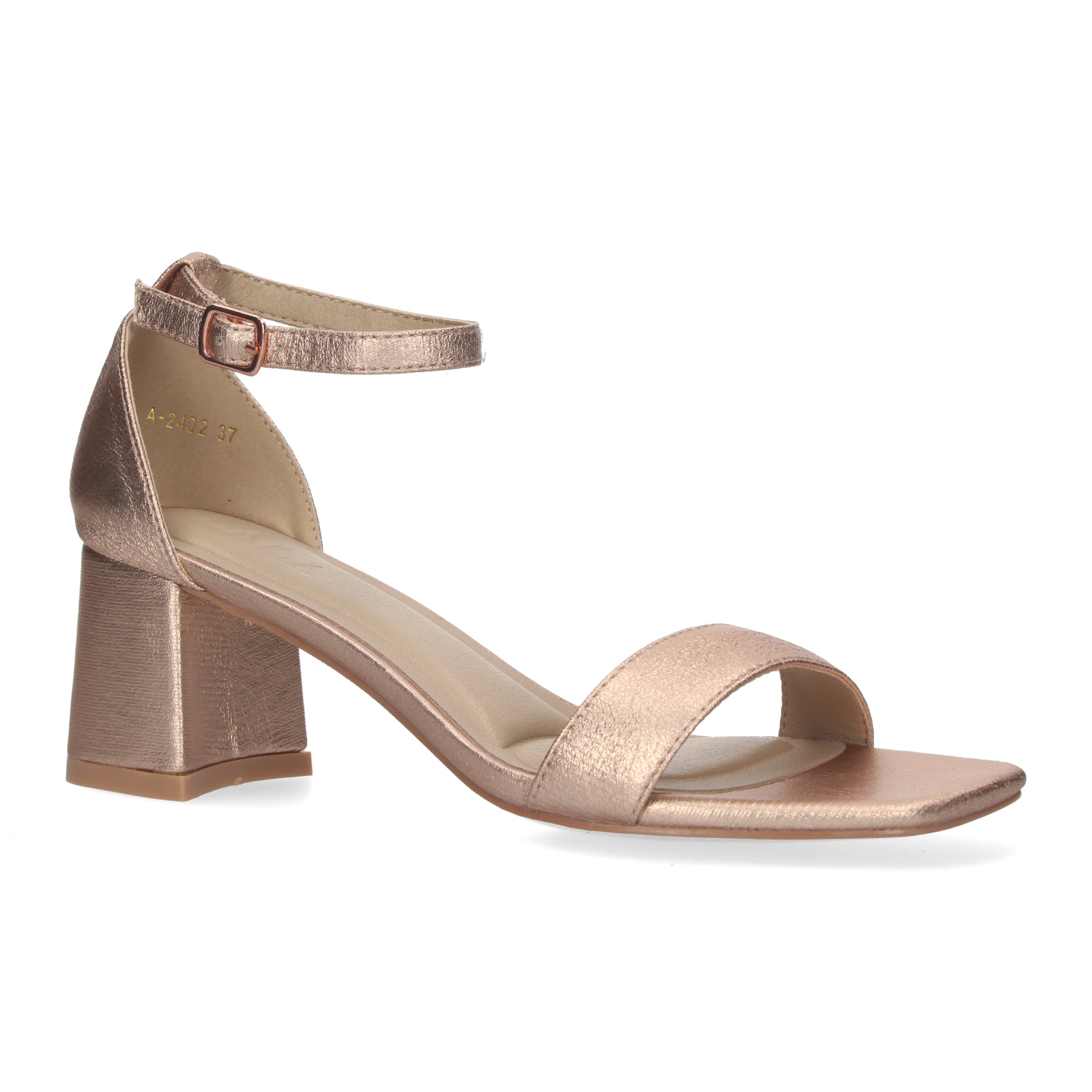 Sandalia Champan  de Tacon Bajo Ankle Strap  Para Mujer