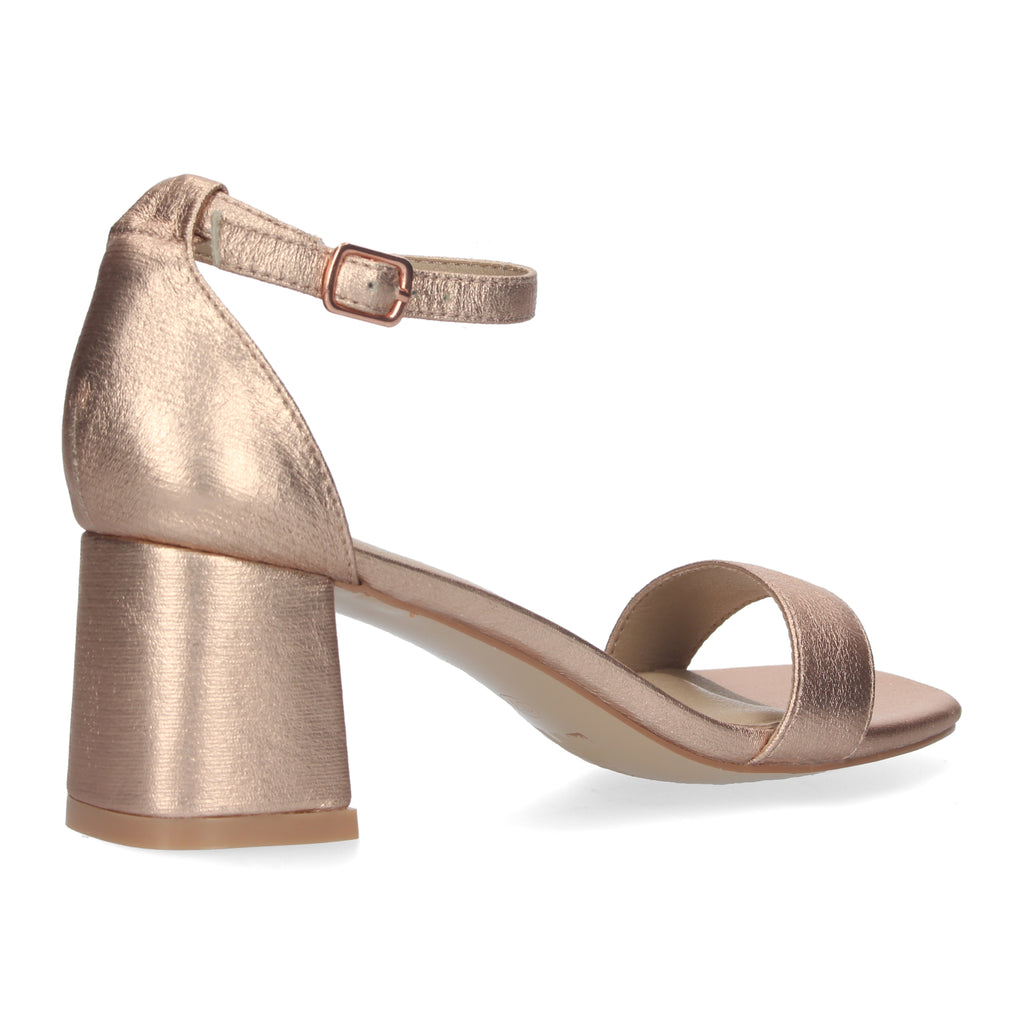Sandalia Champan  de Tacon Bajo Ankle Strap  Para Mujer