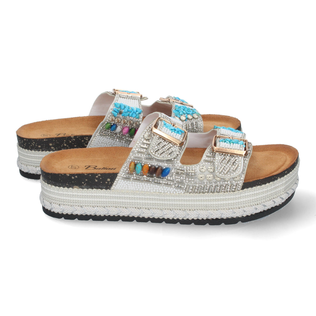 Sandalias de Plataforma para Mujer con Adornos Brillantes y Hebilla Ajustable