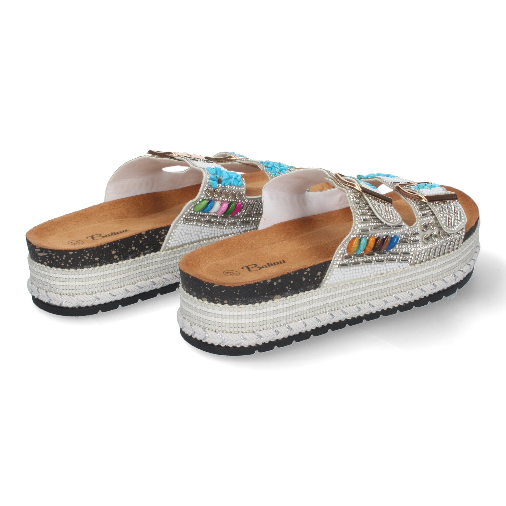 Sandalias de Plataforma para Mujer con Adornos Brillantes y Hebilla Ajustable