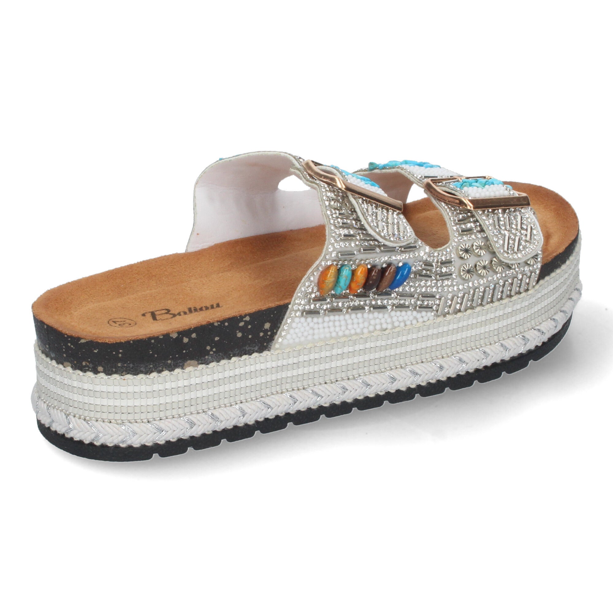 Sandalias de Plataforma para Mujer con Adornos Brillantes y Hebilla Ajustable