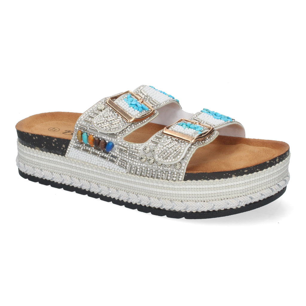 Sandalias de Plataforma para Mujer con Adornos Brillantes y Hebilla Ajustable