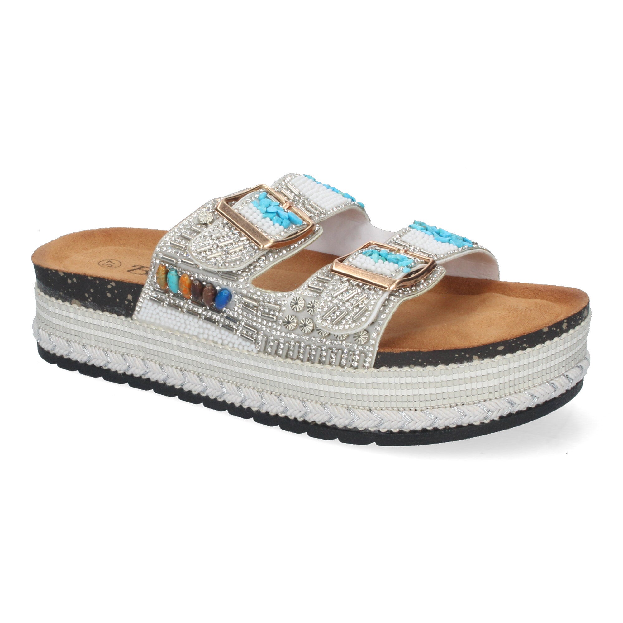 Sandalias de Plataforma para Mujer con Adornos Brillantes y Hebilla Ajustable