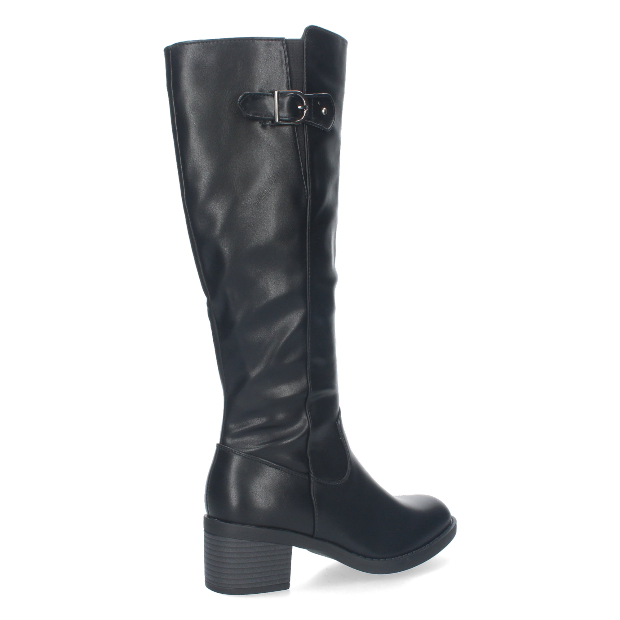 Bota Lisa de Tacón Bajo con Hebilla y Cremallera