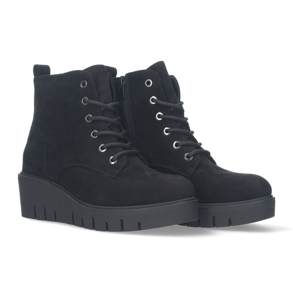 Botin cuña negro con terciopelo