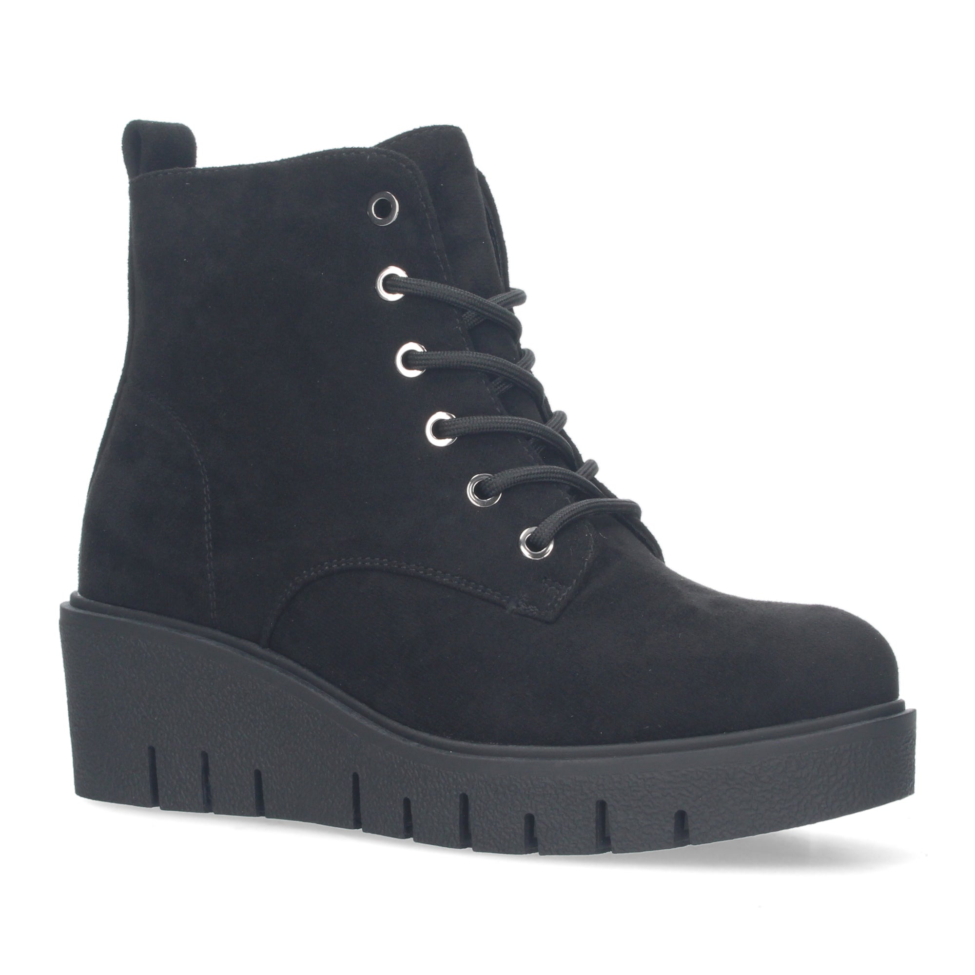 Botin cuña negro con terciopelo