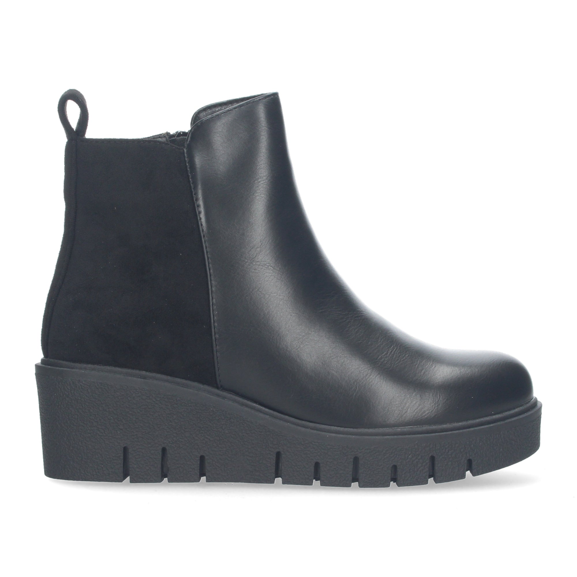 Botin cuña negro con cierre cremallera