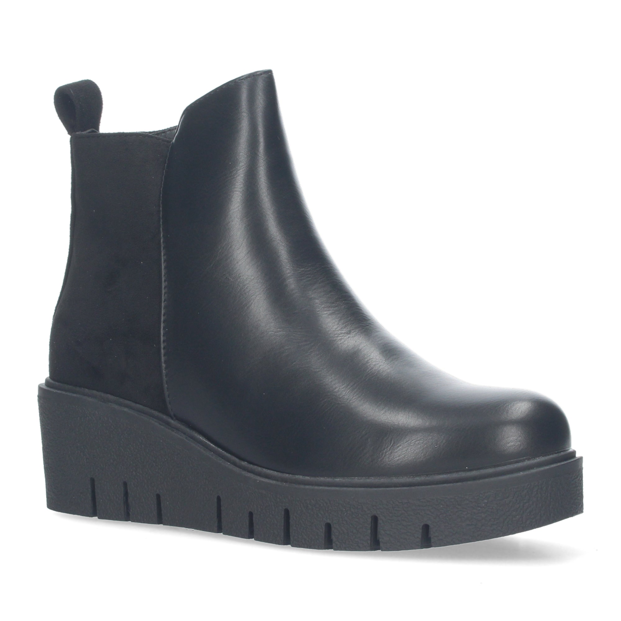 Botin cuña negro con cierre cremallera