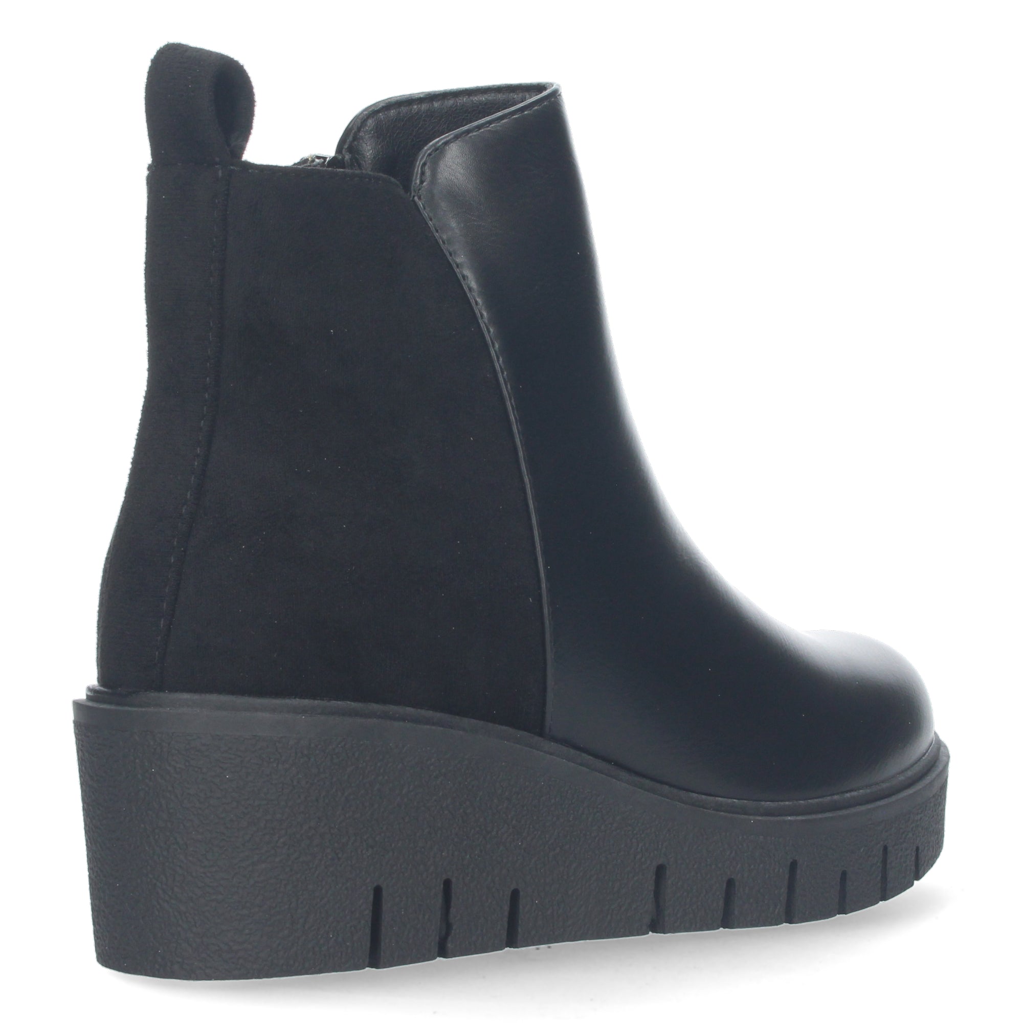 Botin cuña negro con cierre cremallera