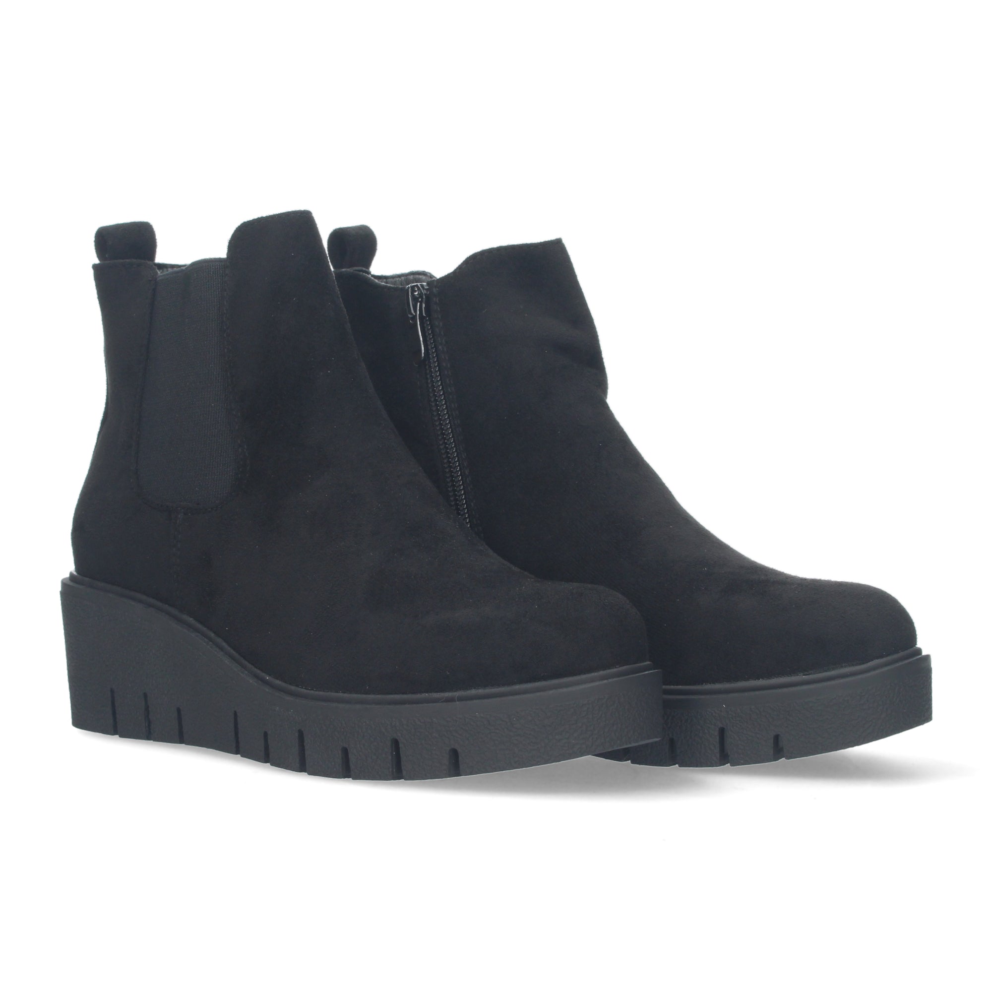 Botin de cuña negro aterciopelado