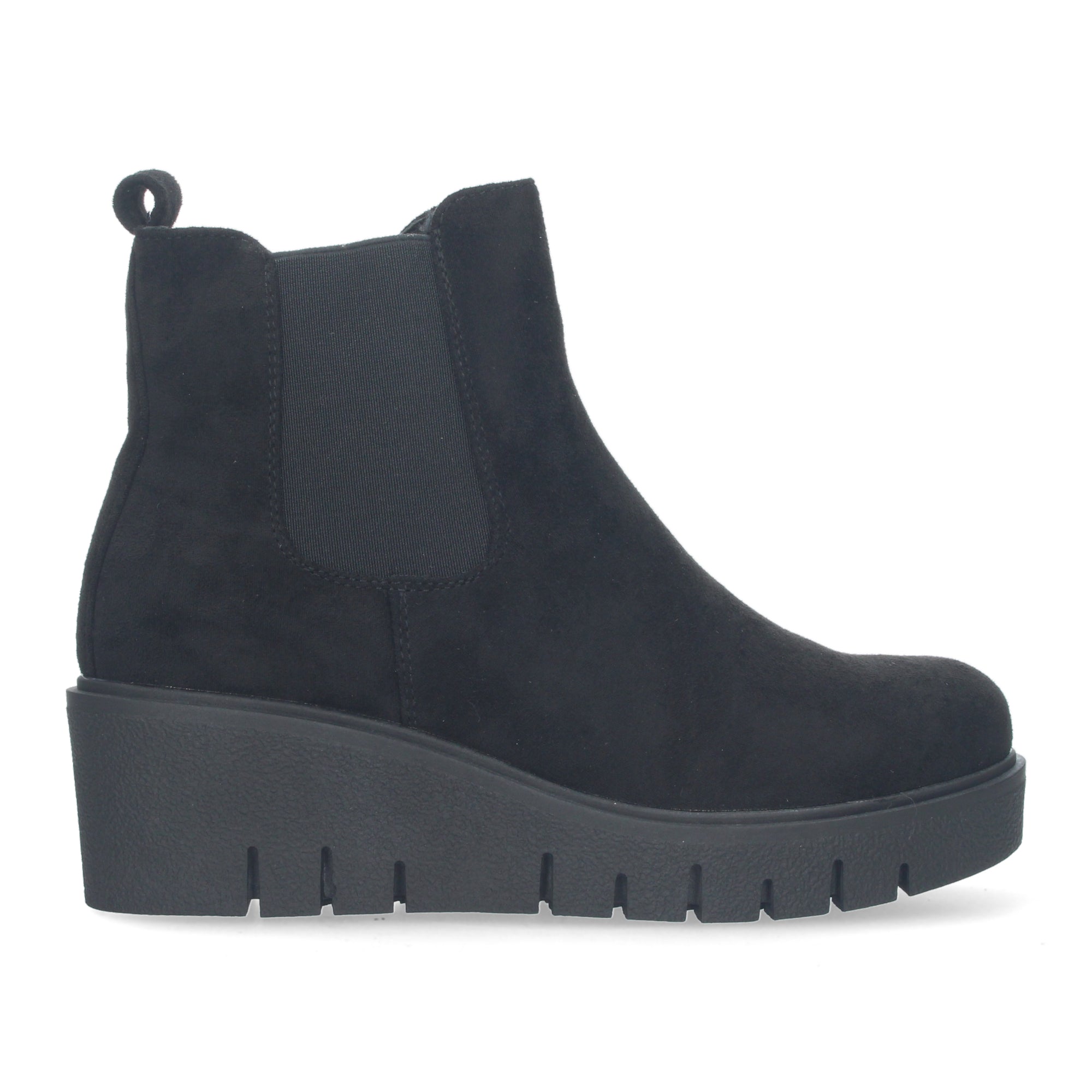 Botin de cuña negro aterciopelado