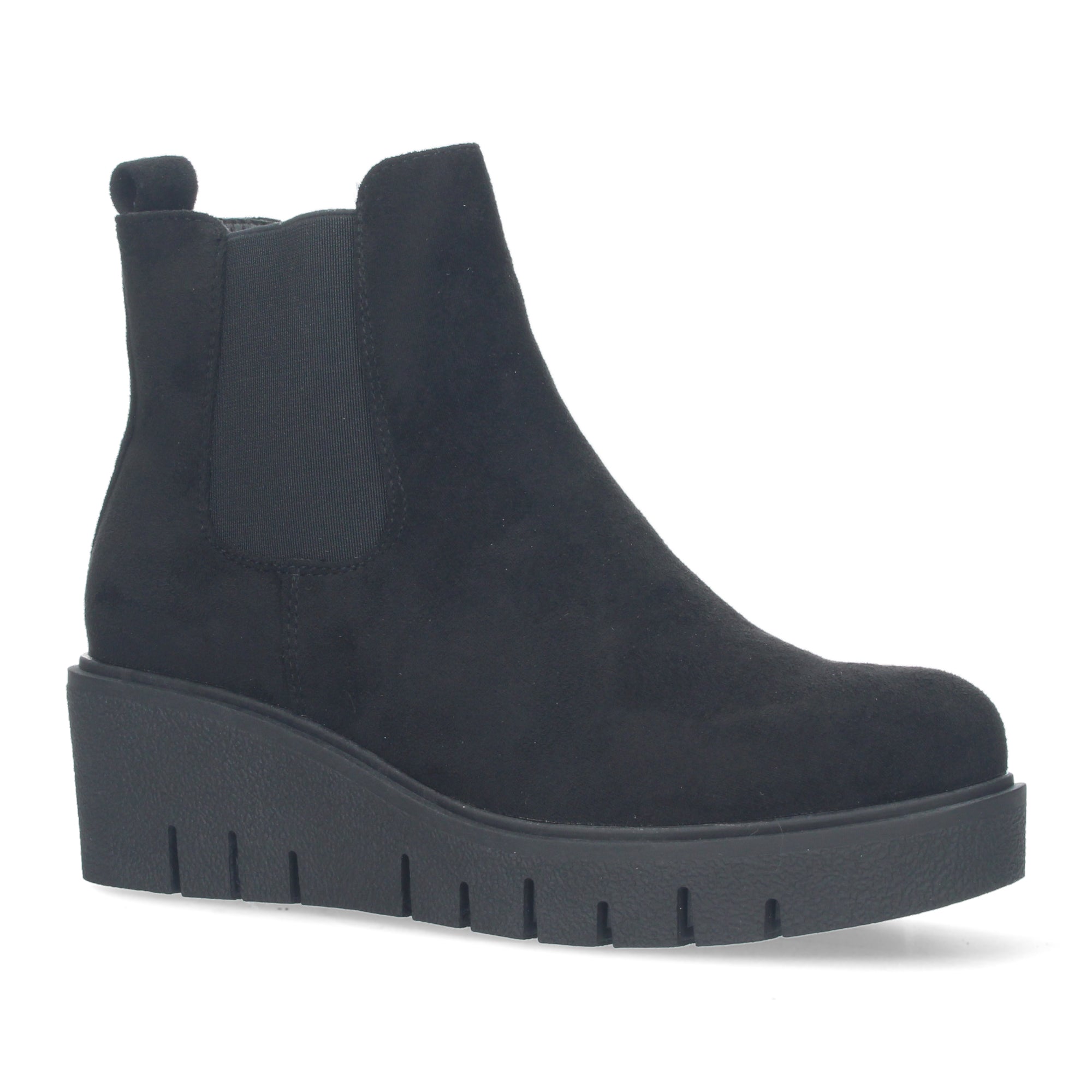 Botin de cuña negro aterciopelado