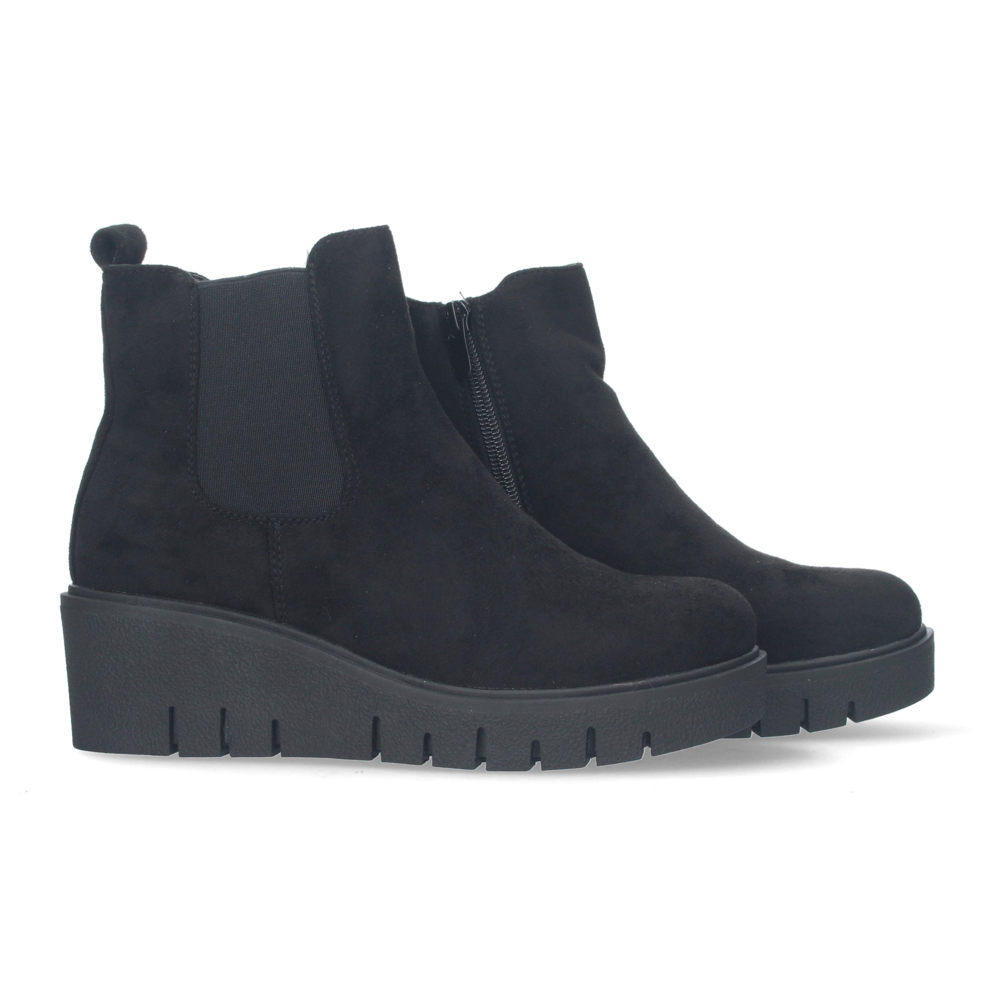 Botin de cuña negro aterciopelado