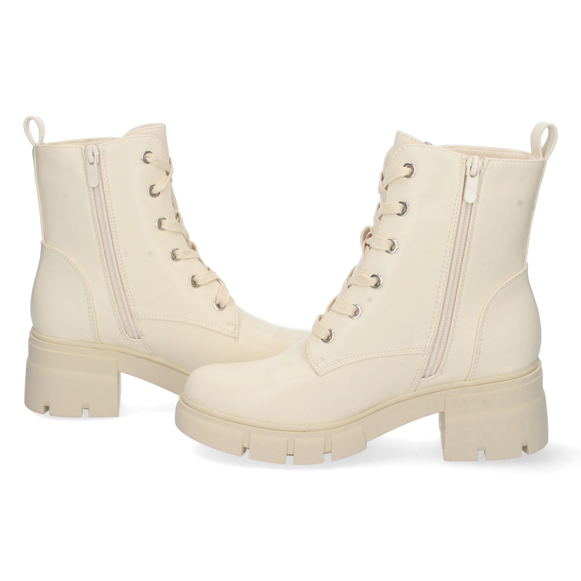 Botin beige con cierre cordones