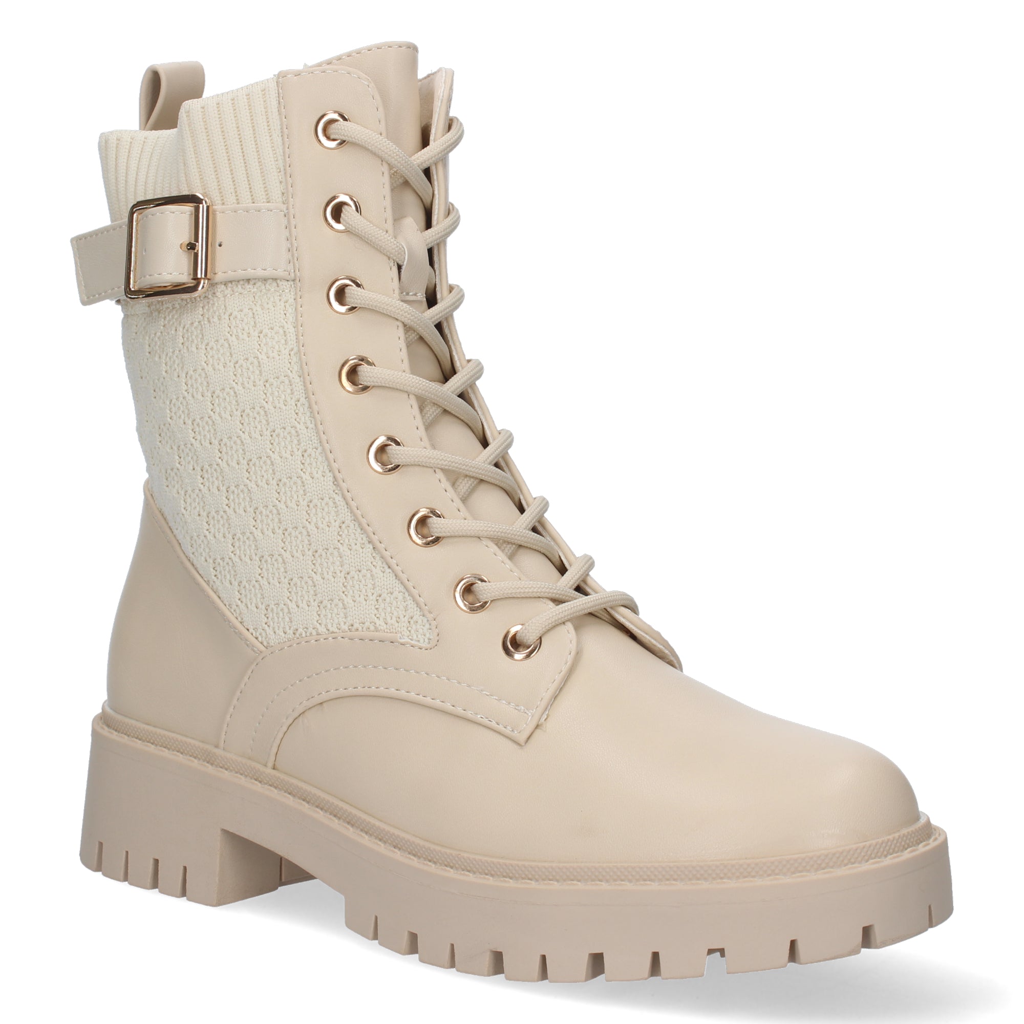 Botin beige con detalle hebilla