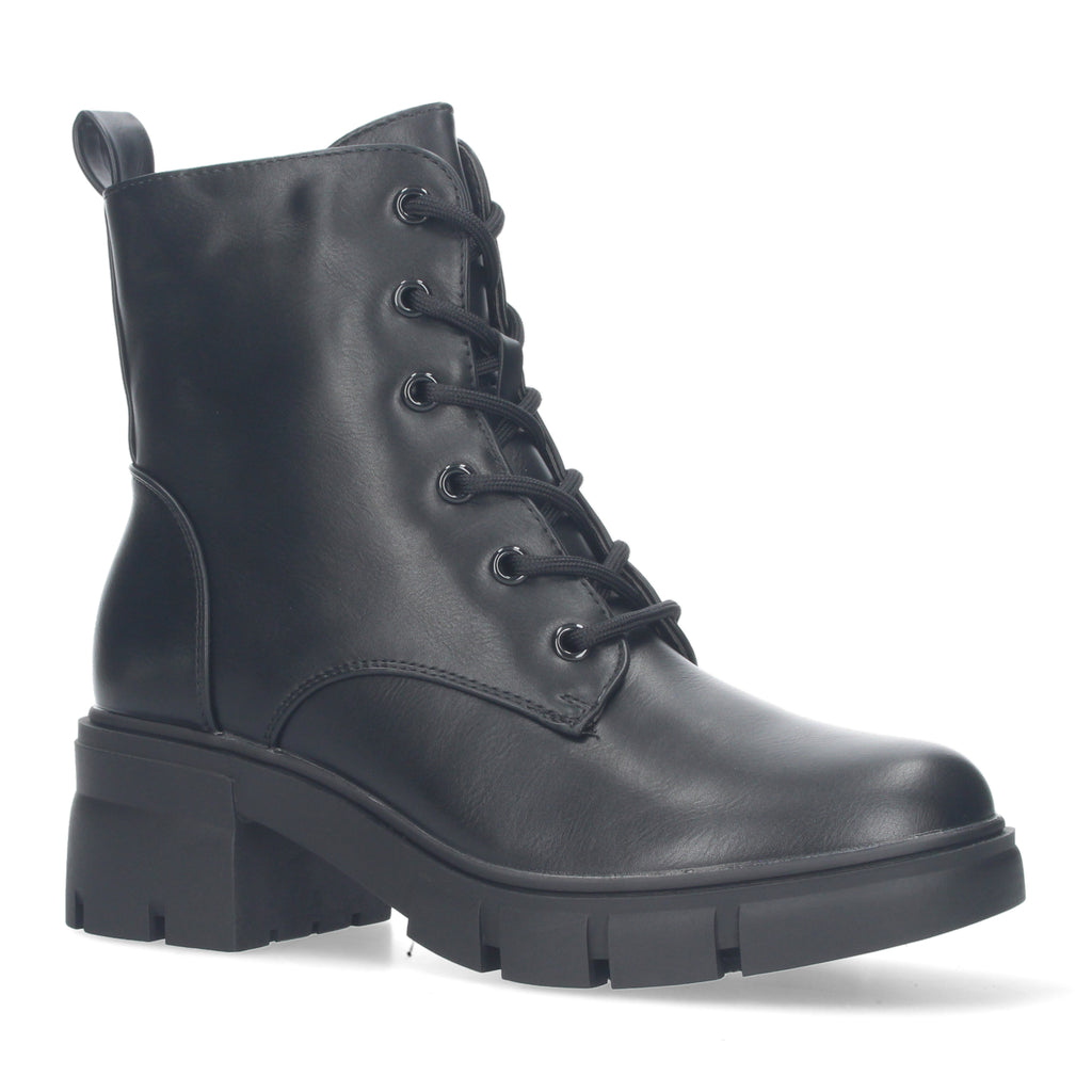 Bota de Tacón con Cierre de Cordones y Cremallera