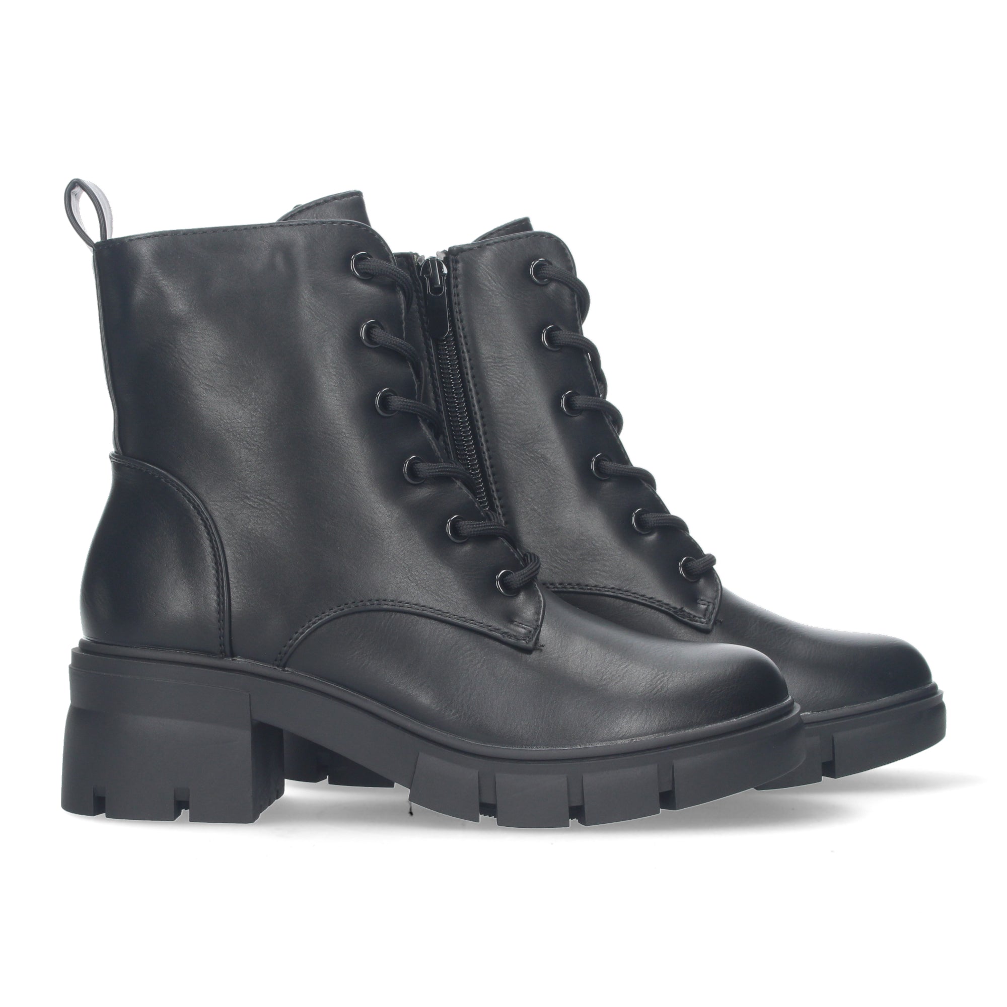 Bota de Tacón con Cierre de Cordones y Cremallera
