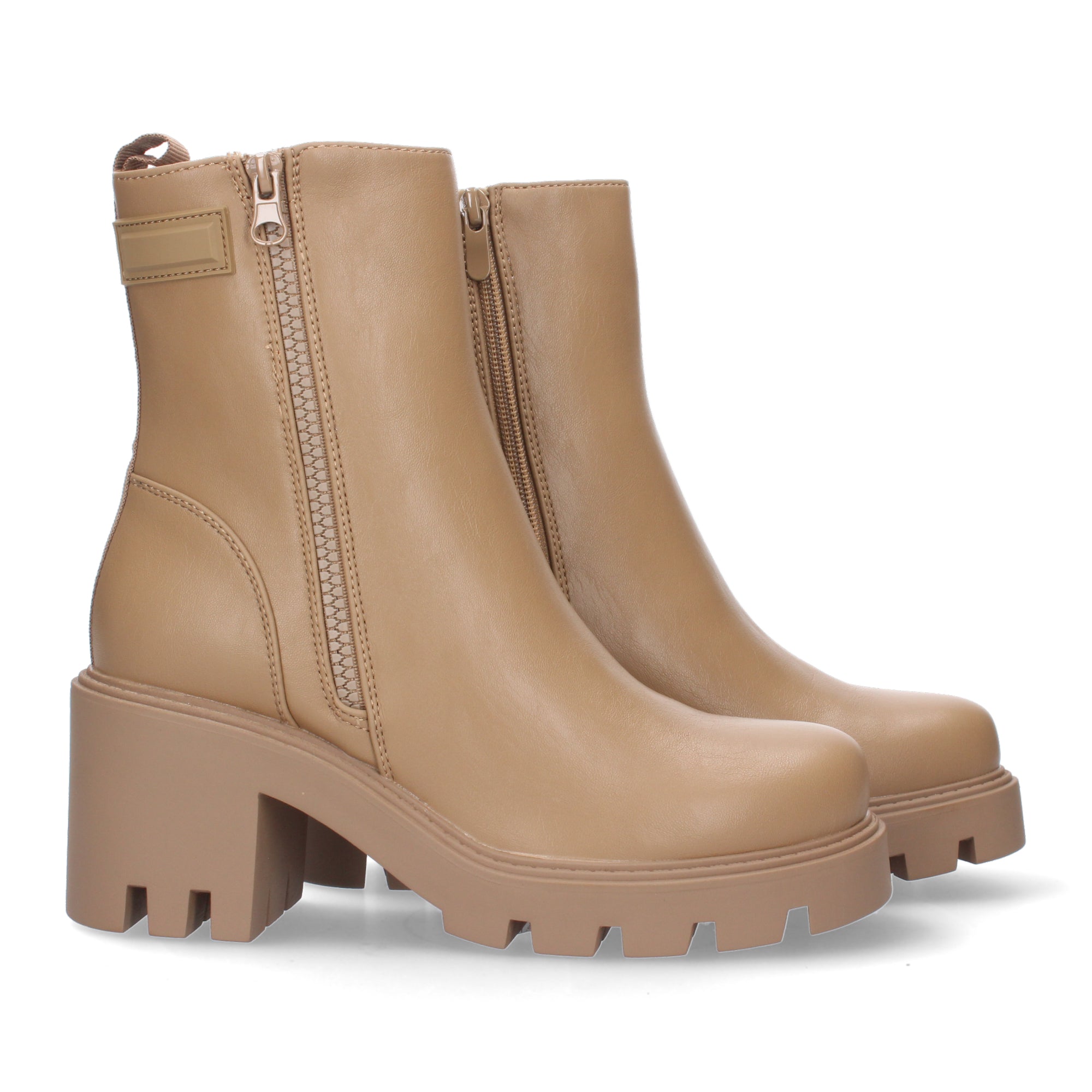 Botines camel con cierre cremallera
